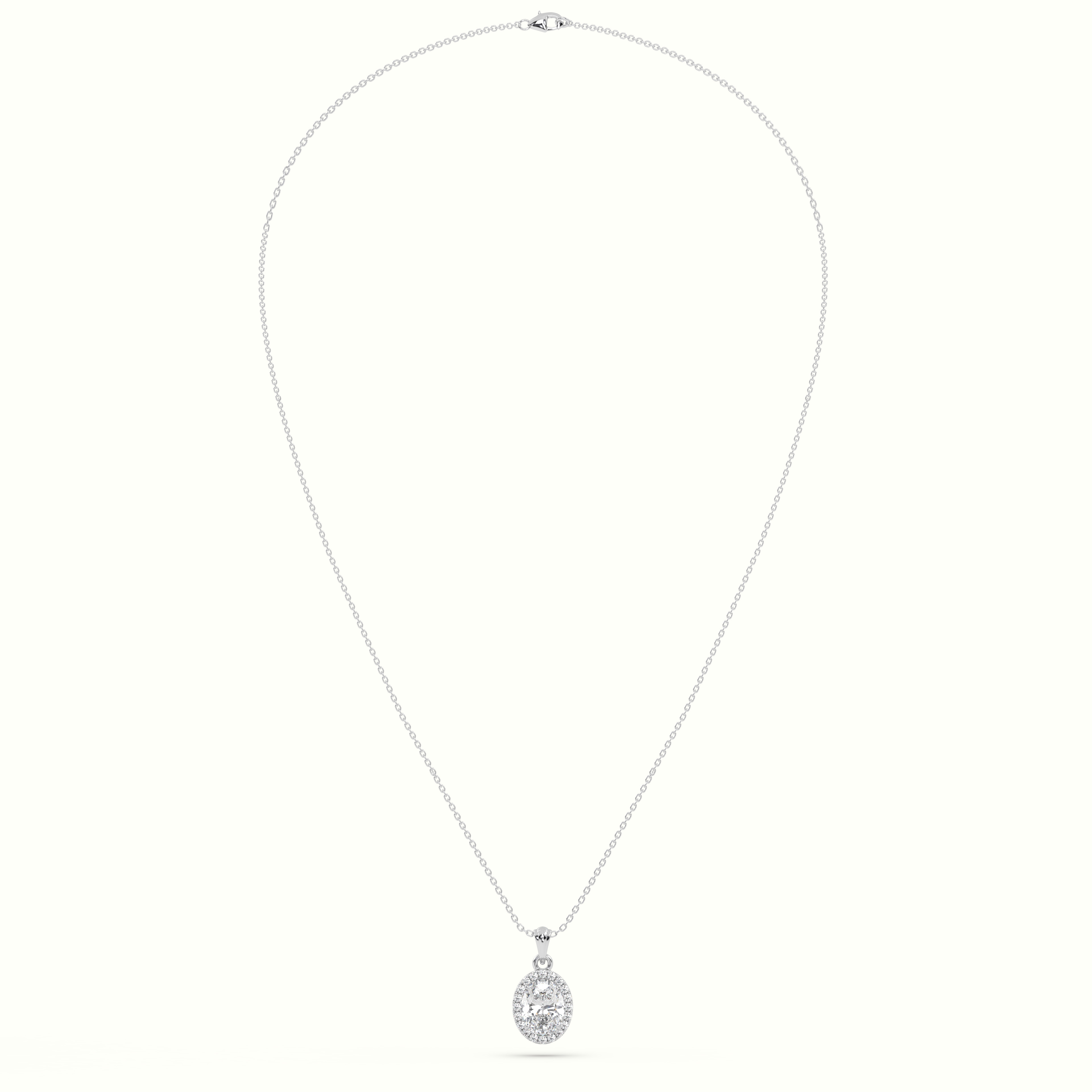 18k white gold oval cut solitaire halo diamond pendant Photos & images