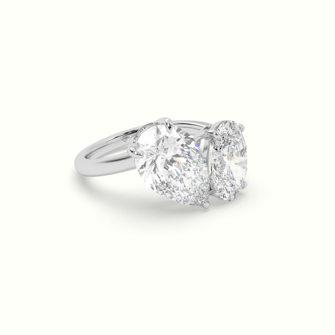 18k white gold oval & pear toi moi ring Photos & images