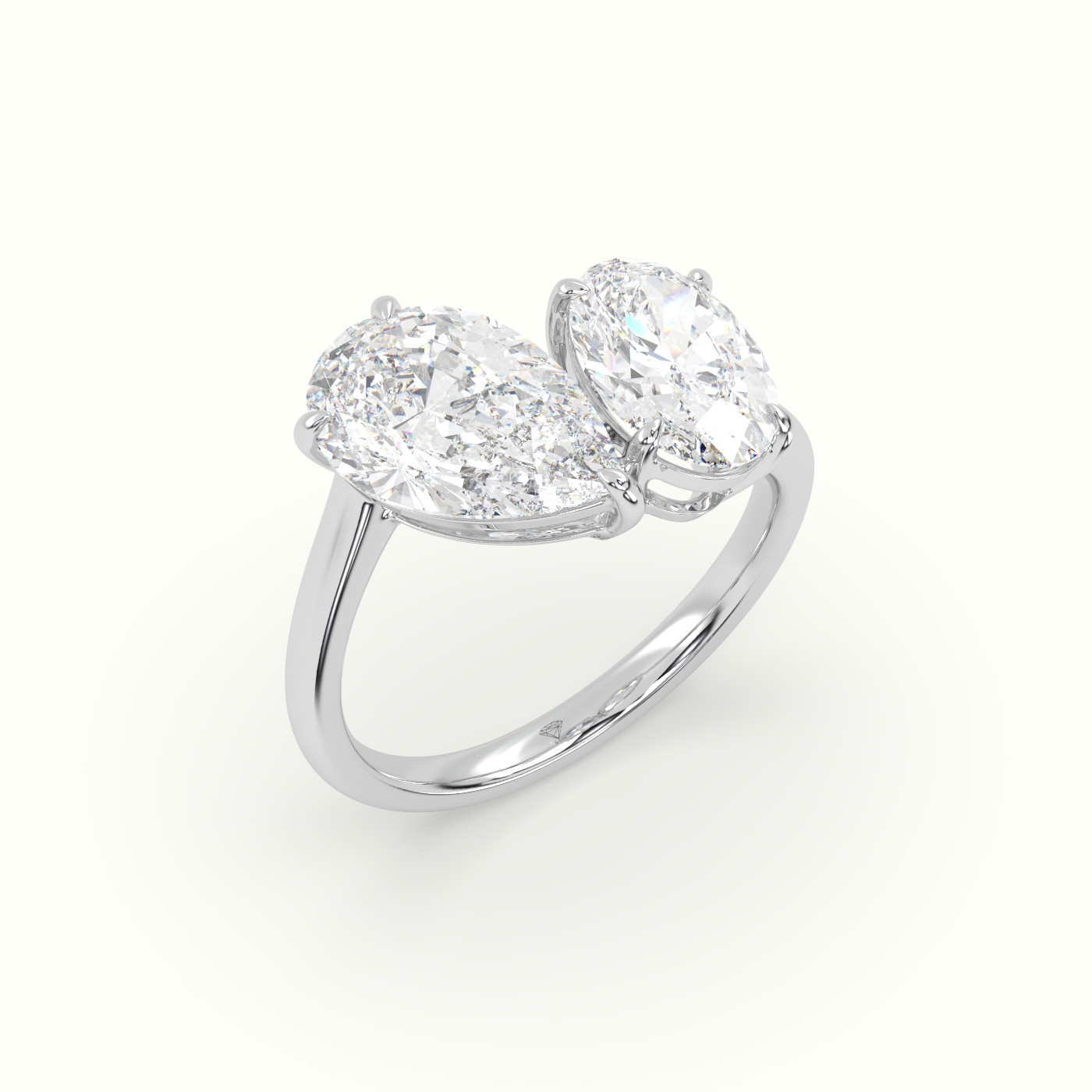 18k white gold oval & pear toi moi ring Photos & images