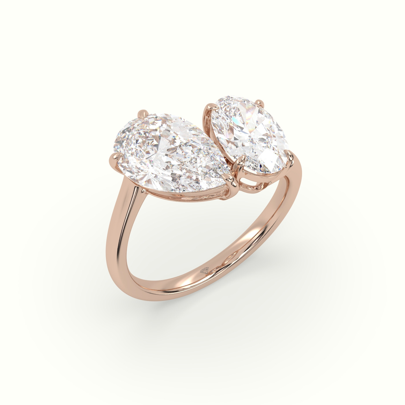 18k rose gold oval & pear toi moi ring Photos & images