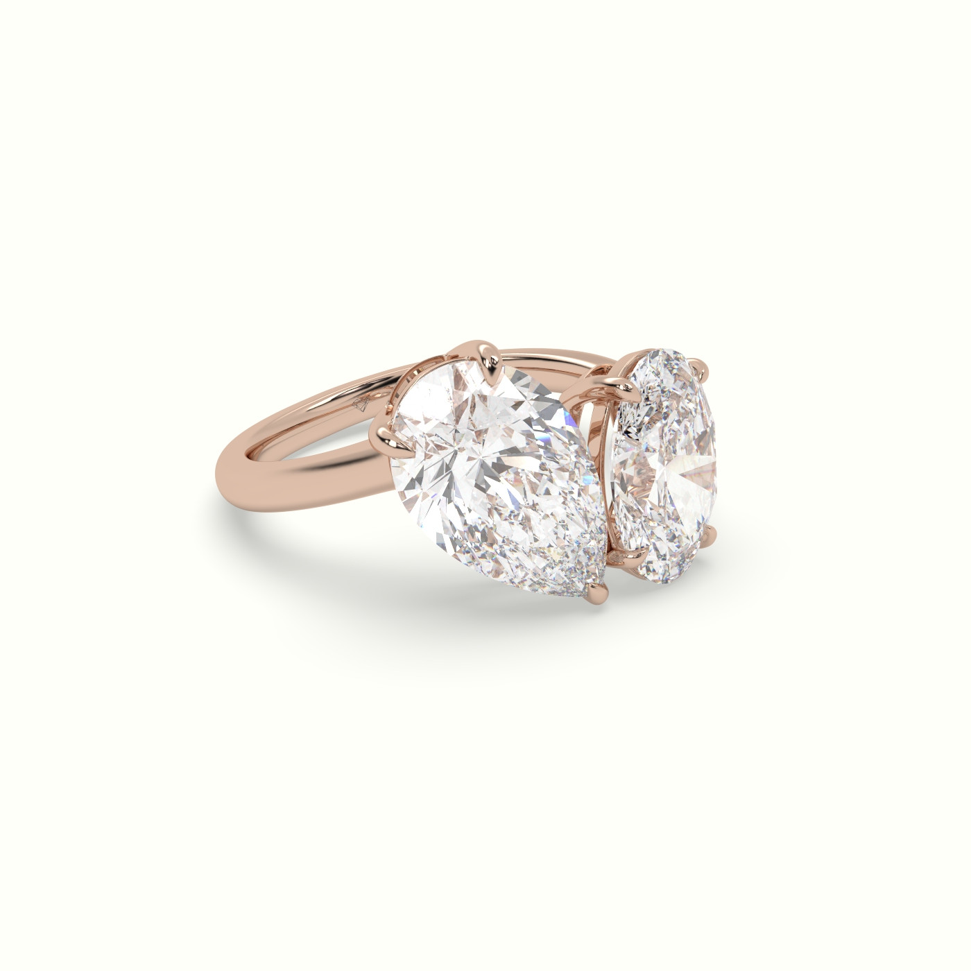 10k rose gold oval & pear toi moi ring Photos & images