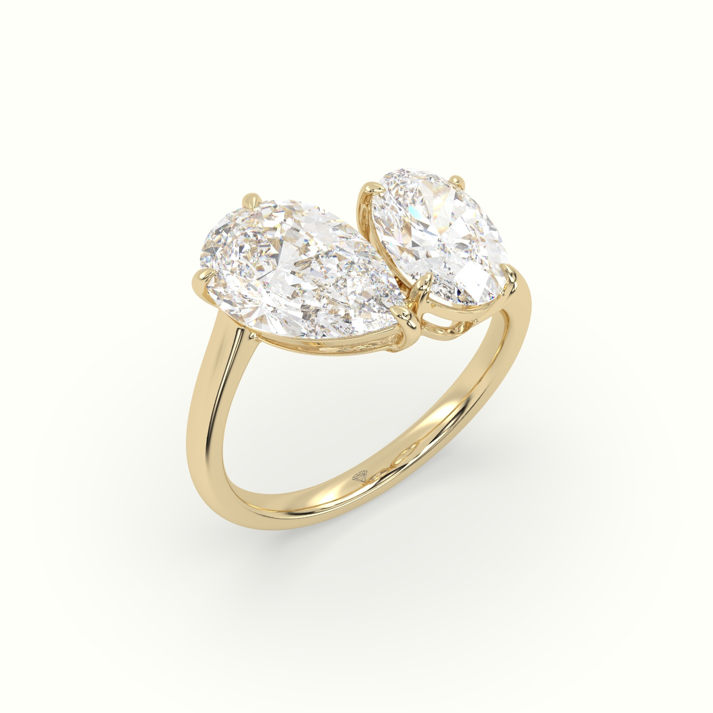 10k yellow gold oval & pear toi moi ring Photos & images