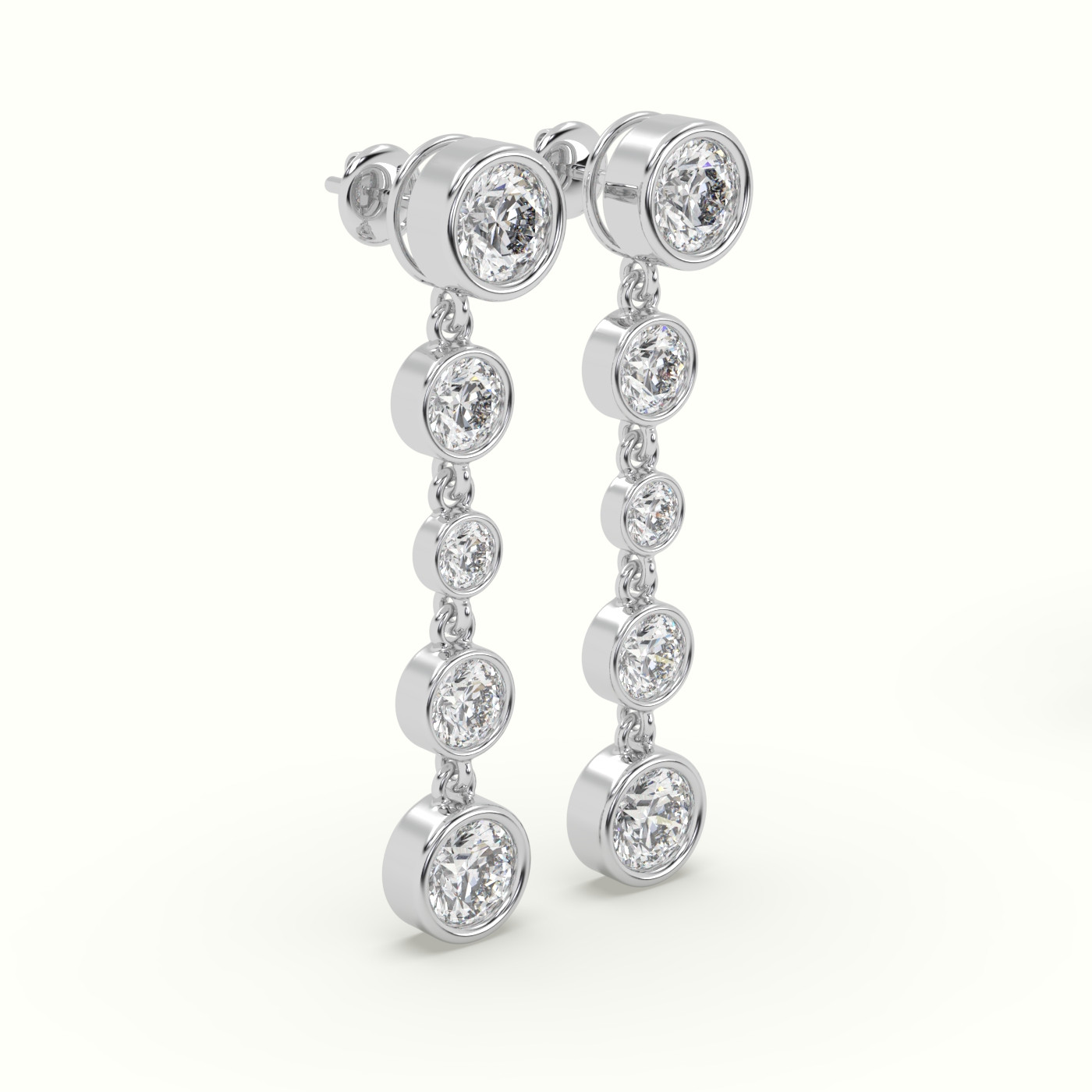 18k white gold round diamond bezel multi drop earrings Photos & images