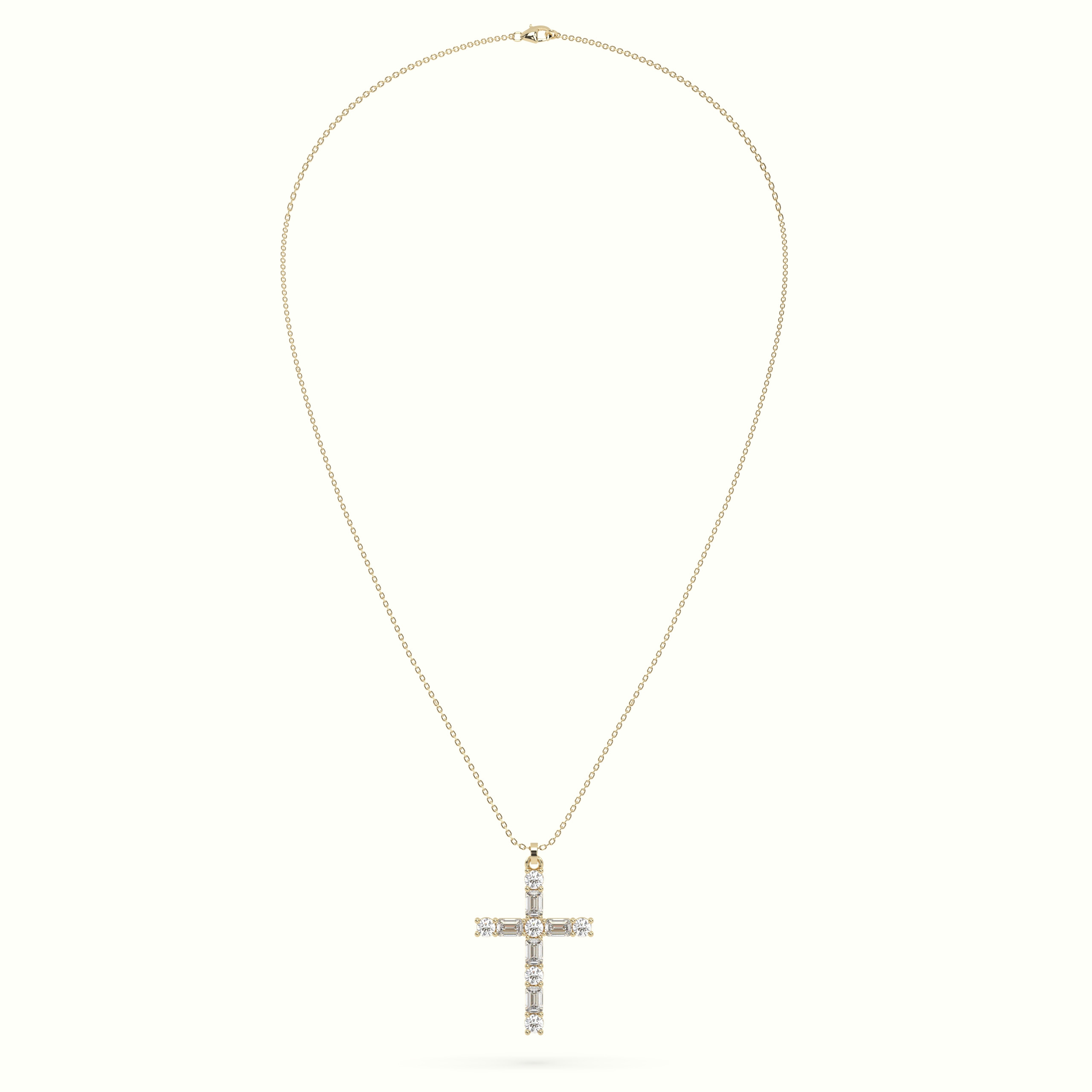 18k yellow gold round diamond cross pendant necklace Photos & images