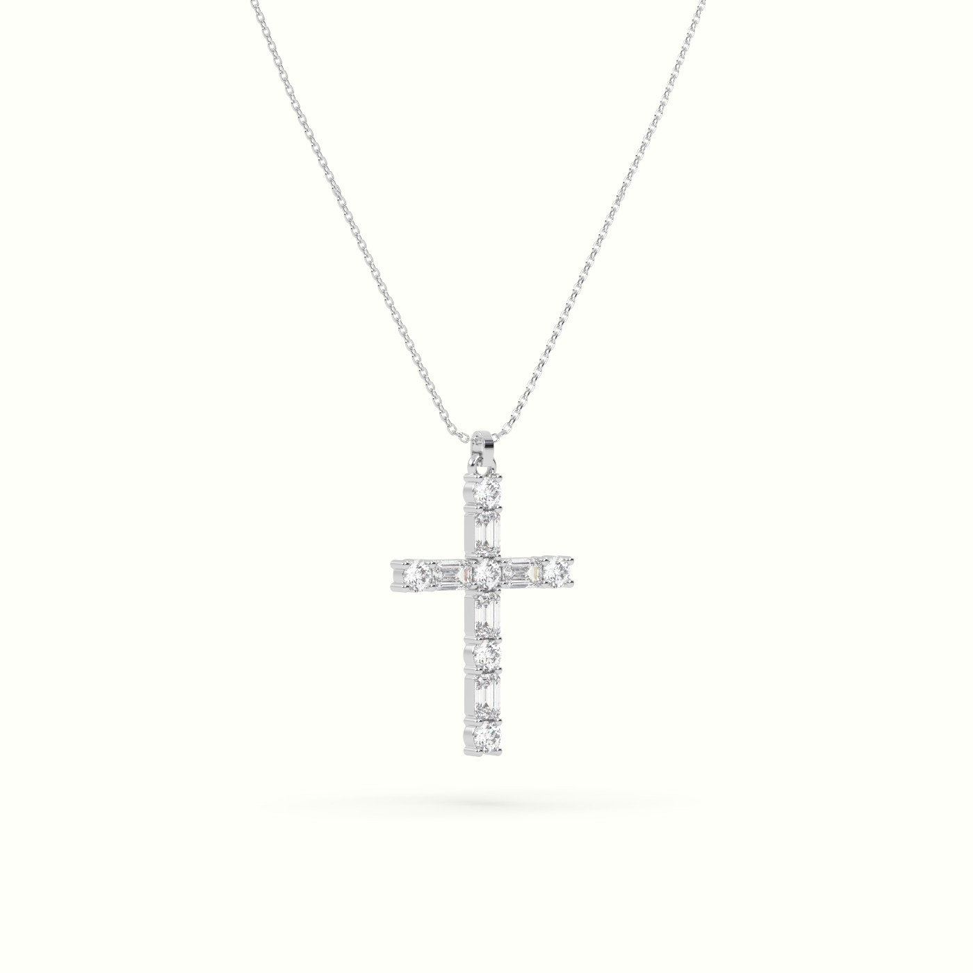 10k white gold round diamond cross pendant necklace Photos & images