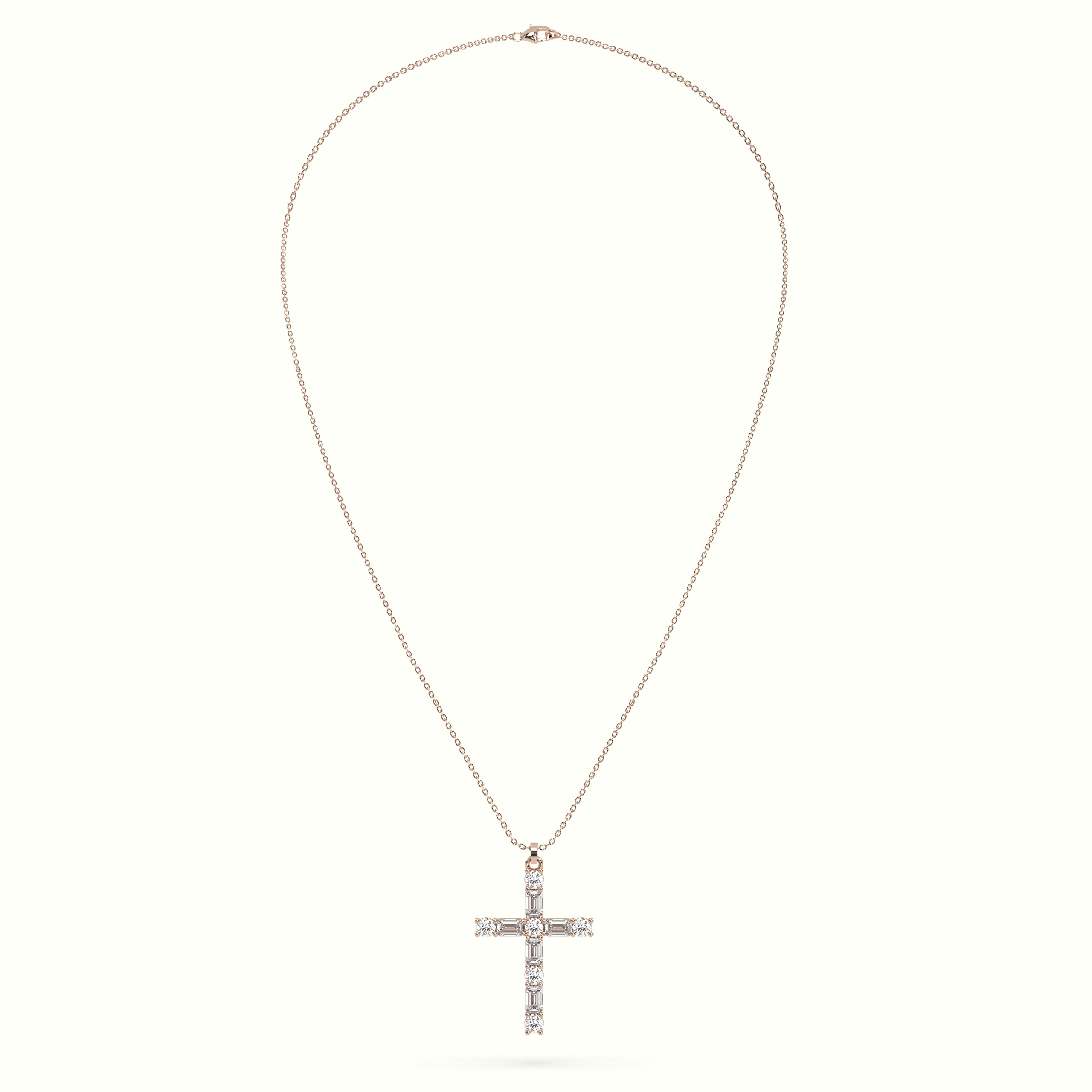 10k rose gold round diamond cross pendant necklace Photos & images