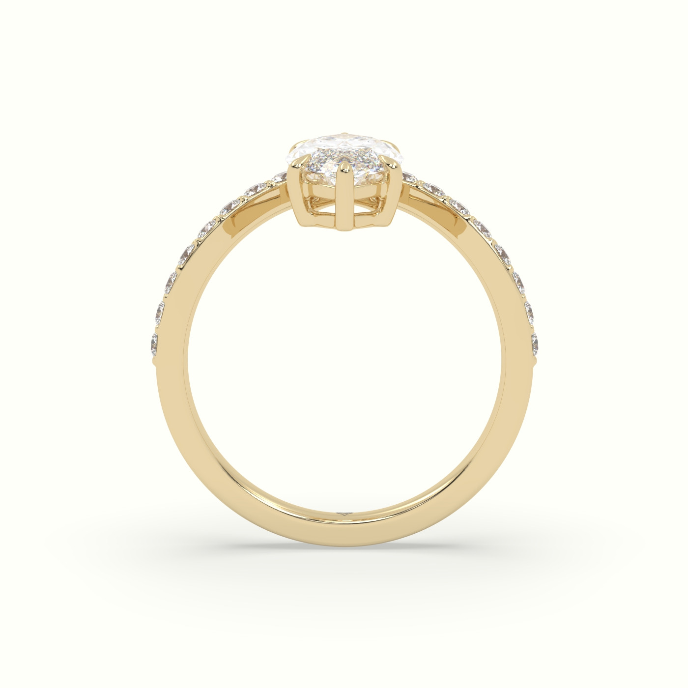 18k yellow gold marquise diamond solitaire curved pavé ring Photos & images