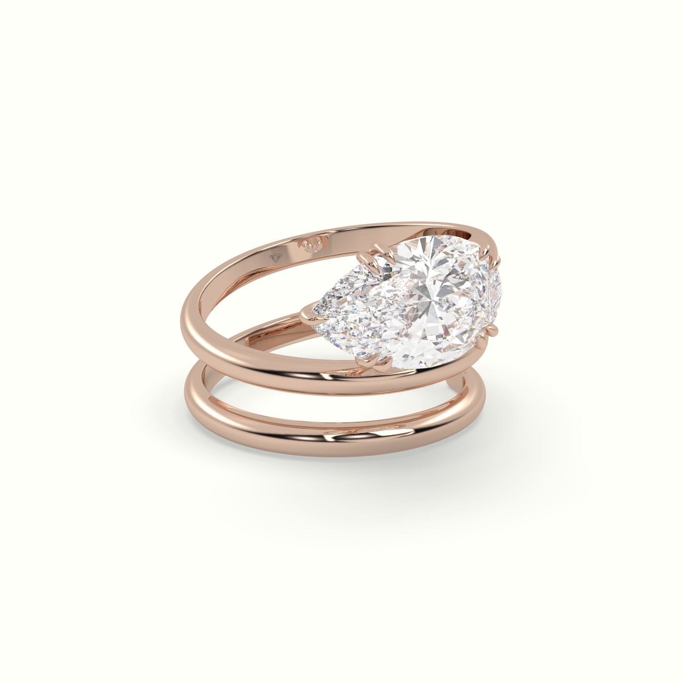 18k rose gold pear diamond solitaire snake wrap ring Photos & images