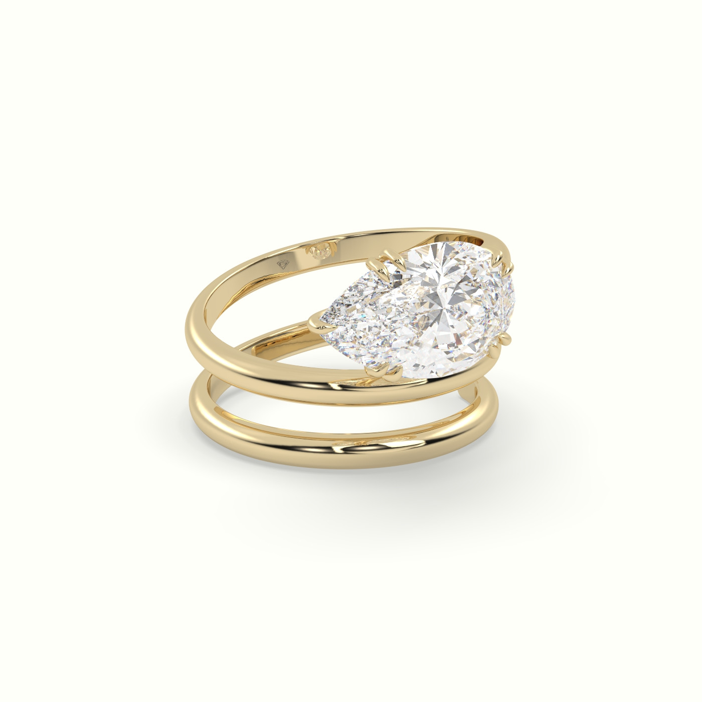 18k yellow gold pear diamond solitaire snake wrap ring Photos & images