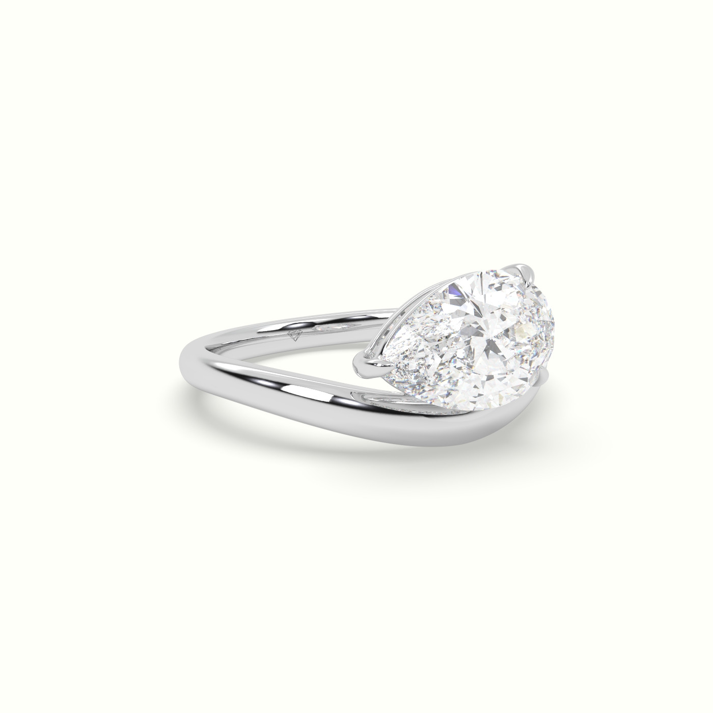 10k white gold pear diamond solitaire ring Photos & images