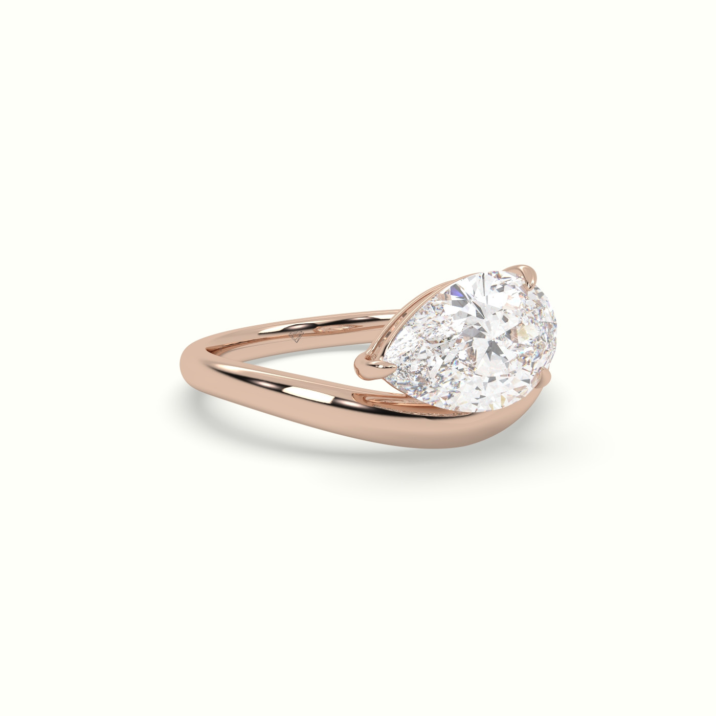18k rose gold pear diamond solitaire ring Photos & images