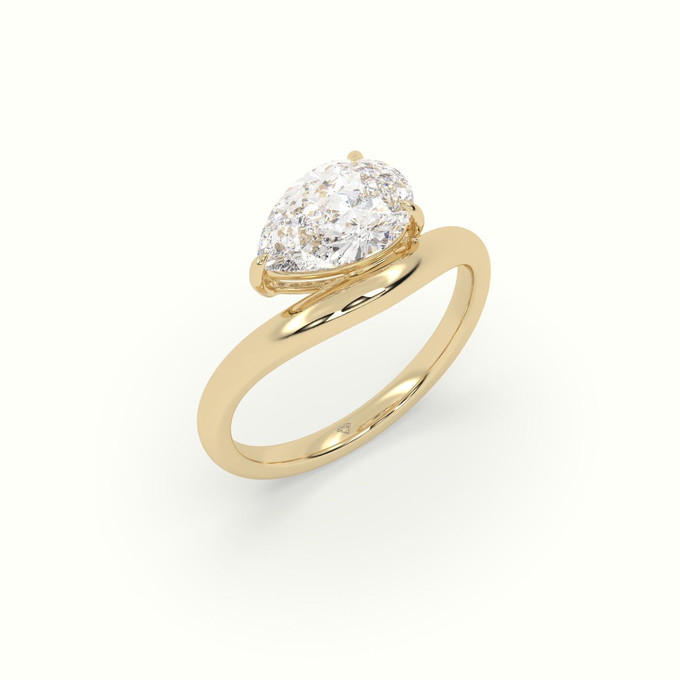 10k yellow gold pear diamond solitaire ring Photos & images