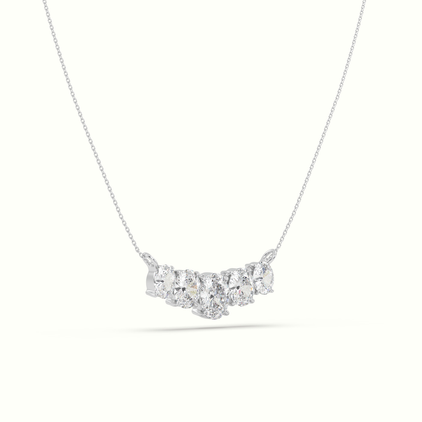 18k white gold oval diamond prong setting pendant necklace Photos & images