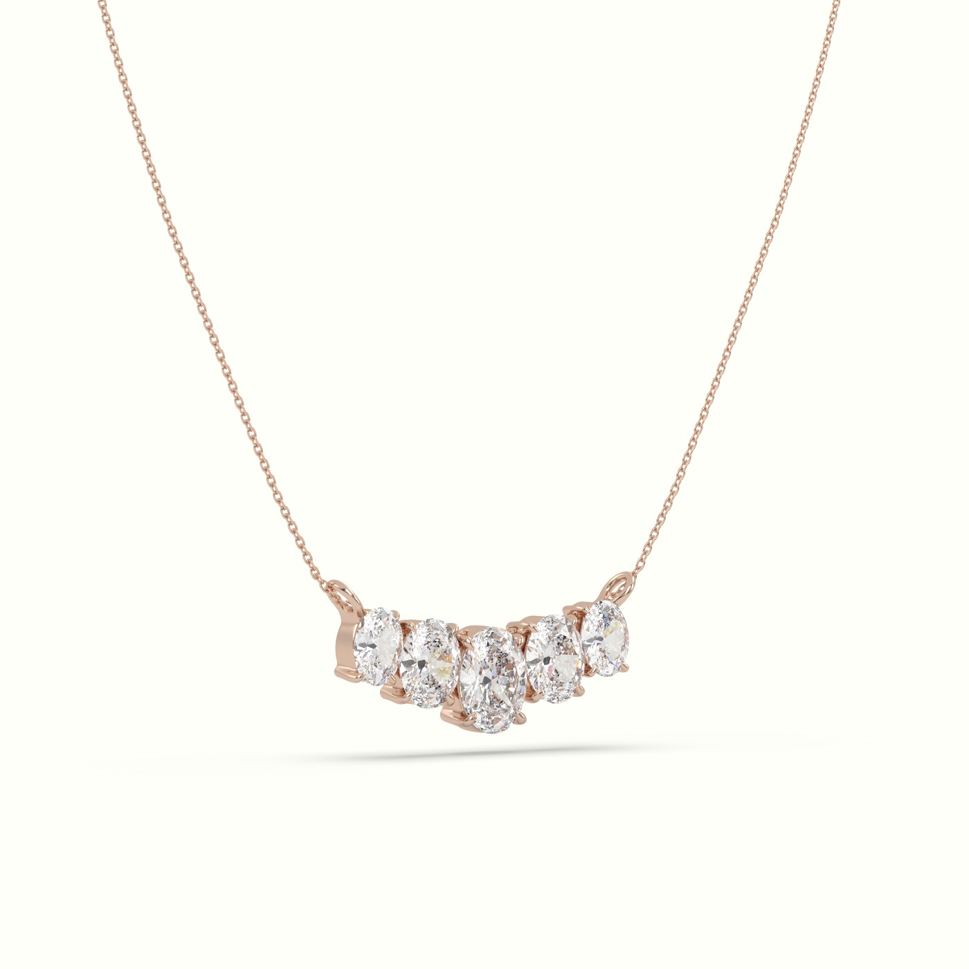 18k rose gold oval diamond prong setting pendant necklace Photos & images