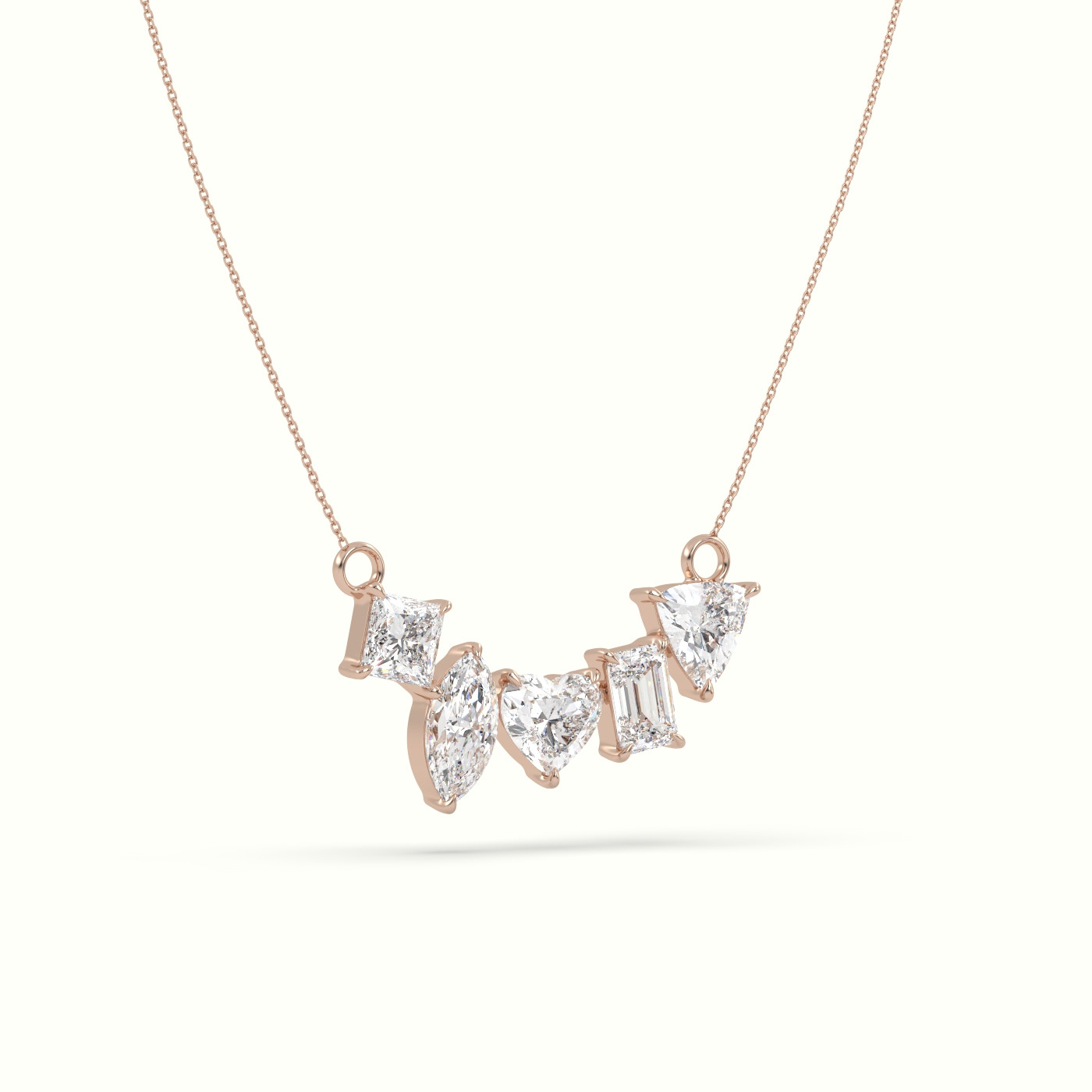 18k rose gold mixed diamond prong setting pendant necklace Photos & images