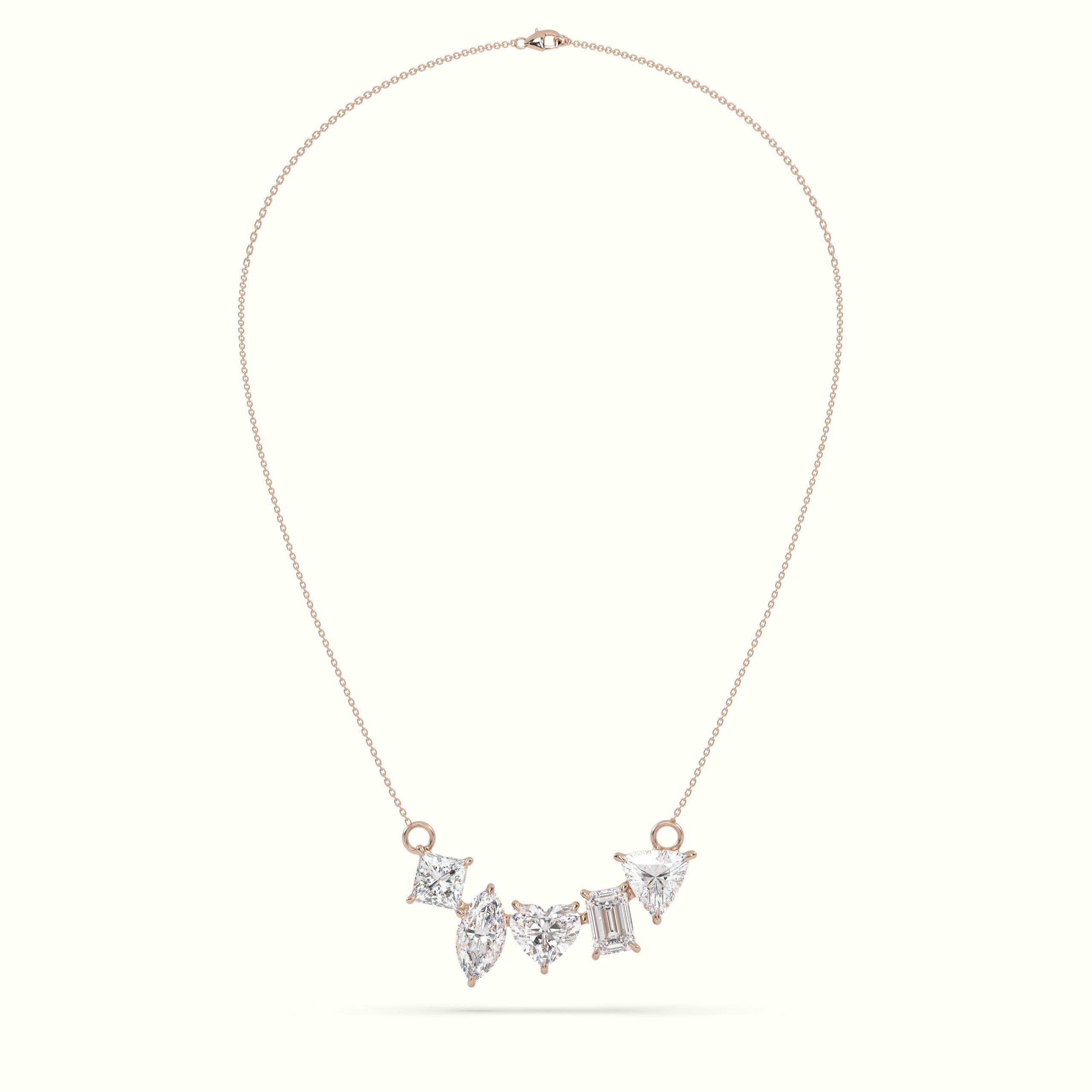 18k rose gold mixed diamond prong setting pendant necklace Photos & images