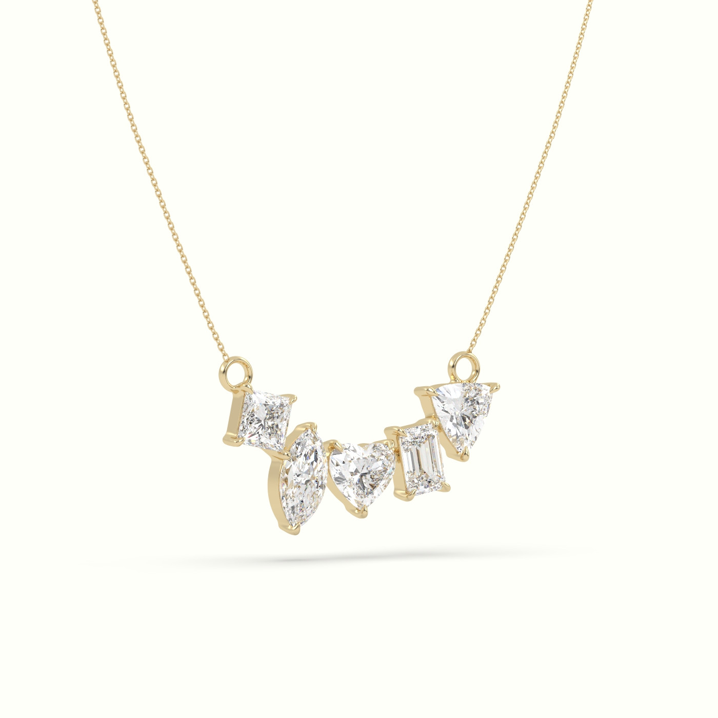 18k yellow gold mixed diamond prong setting pendant necklace Photos & images