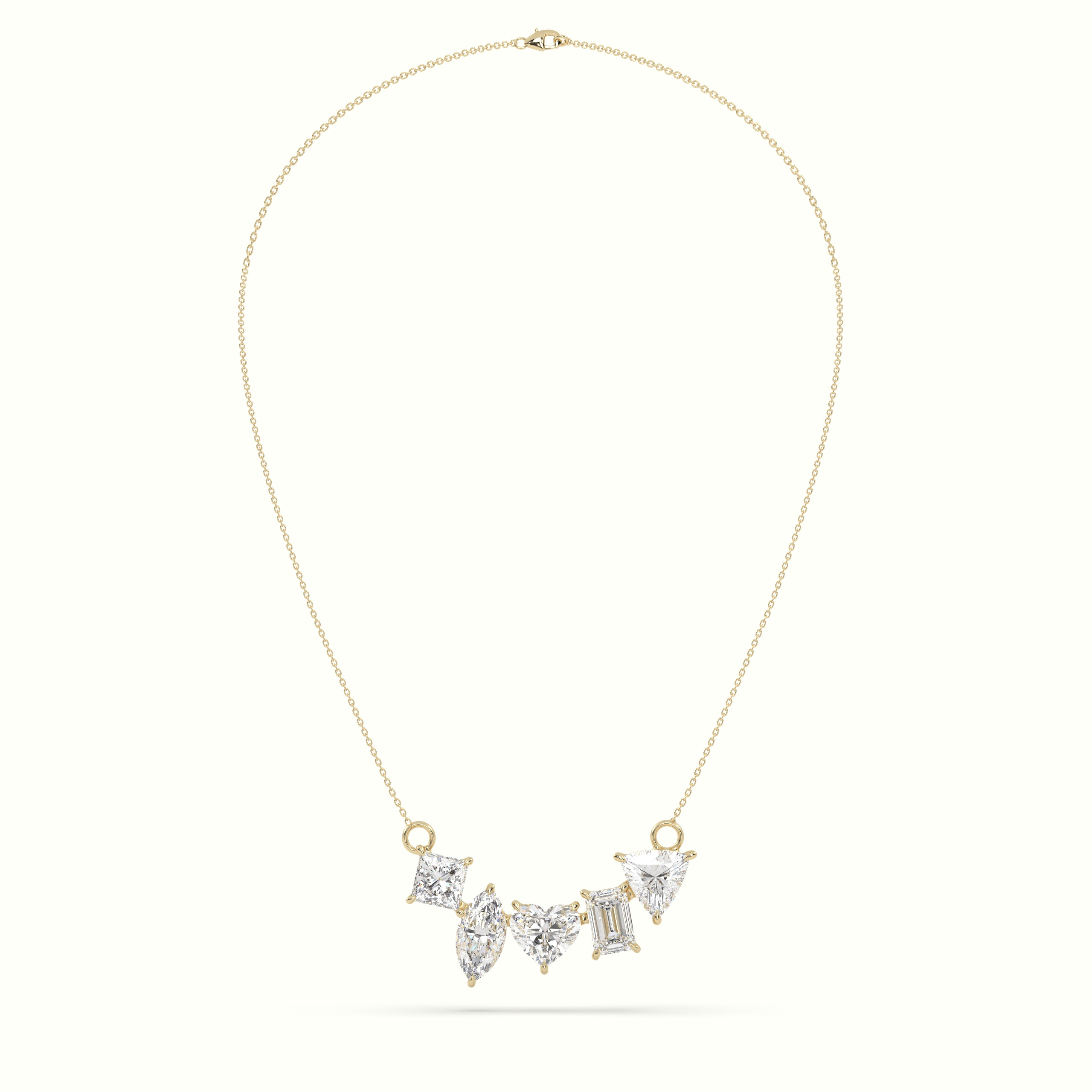 18k yellow gold mixed diamond prong setting pendant necklace Photos & images