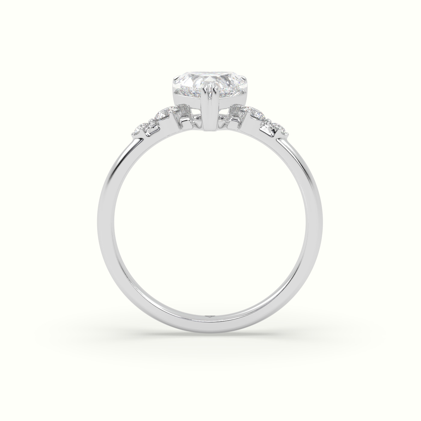 18k white gold heart diamond solitaire side stone ring Photos & images