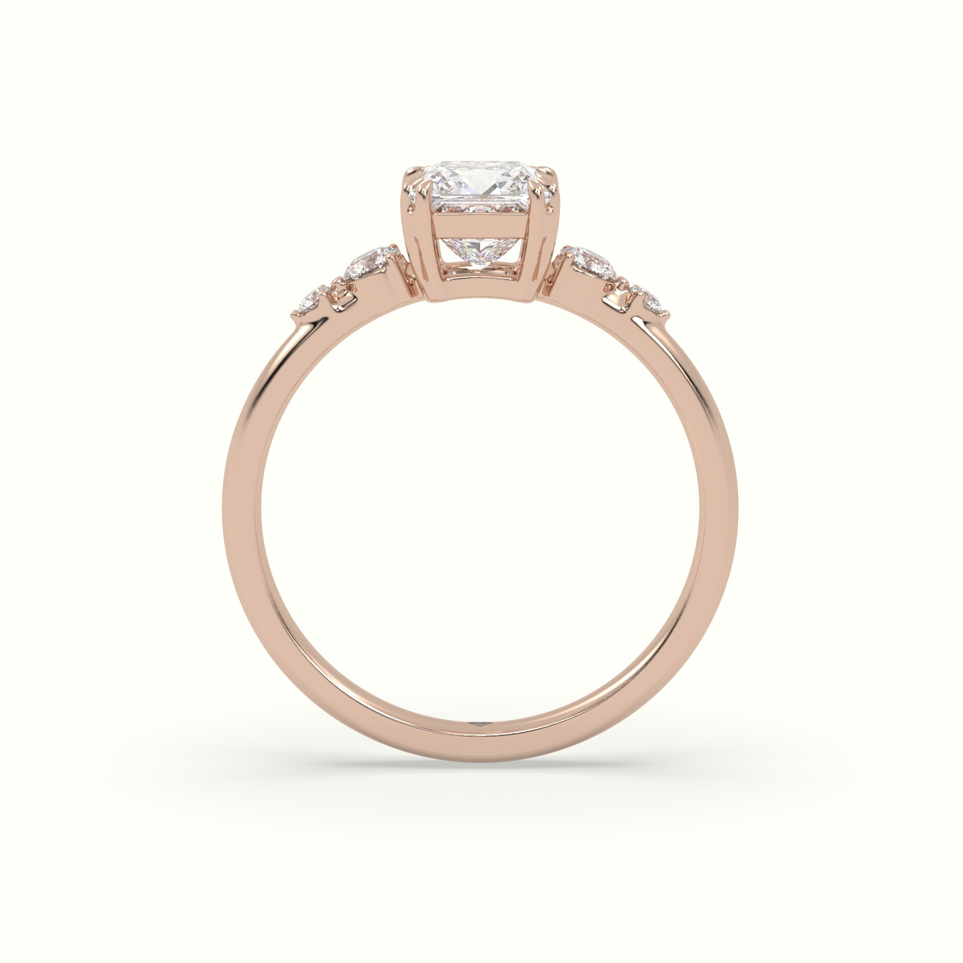 10k rose gold princess diamond solitaire side stone ring Photos & images
