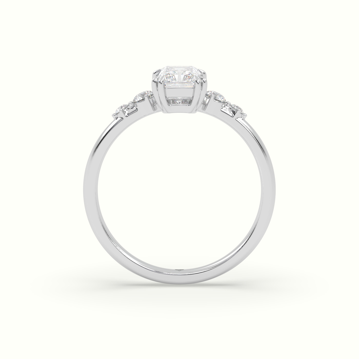 18k white gold radiant diamond solitaire side stone ring Photos & images