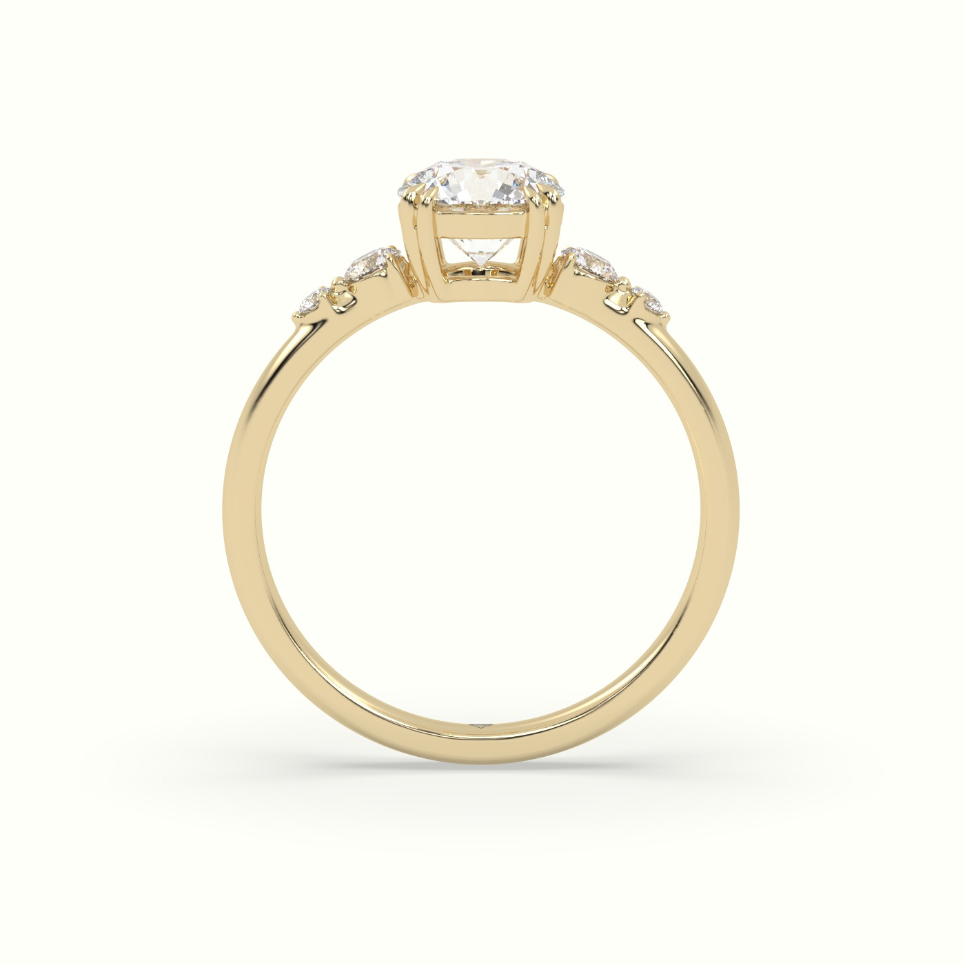 10k yellow gold round diamond solitaire side stone ring Photos & images