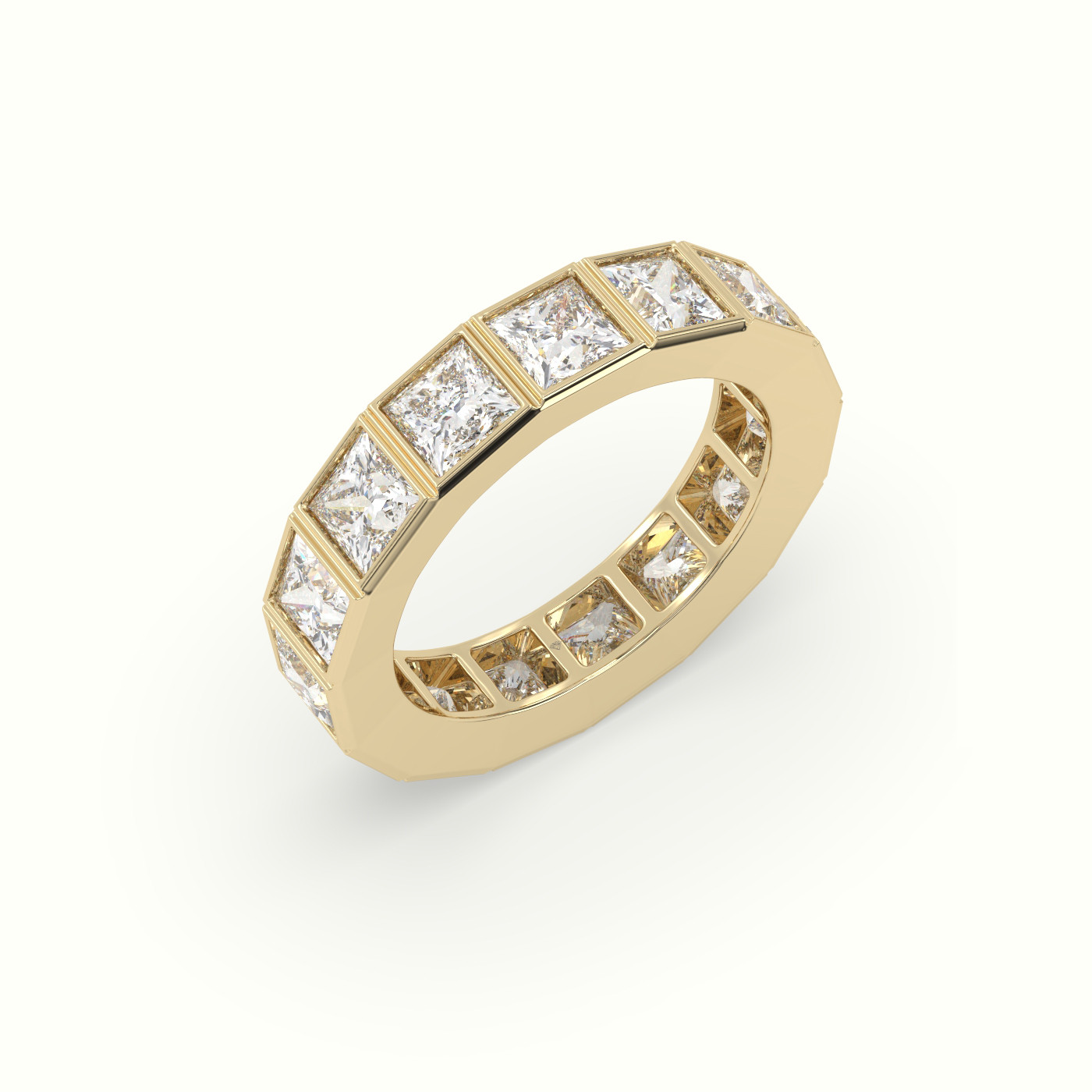 18k yellow gold diamond eternity wedding ring Photos & images