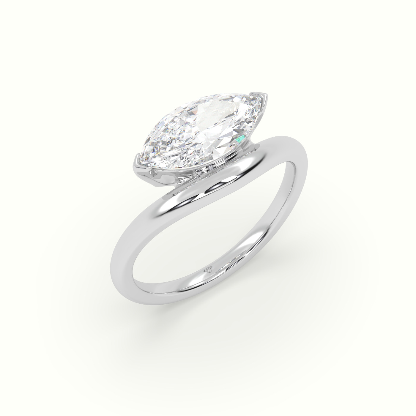 10k white gold marquise diamond solitaire bypass ring Photos & images