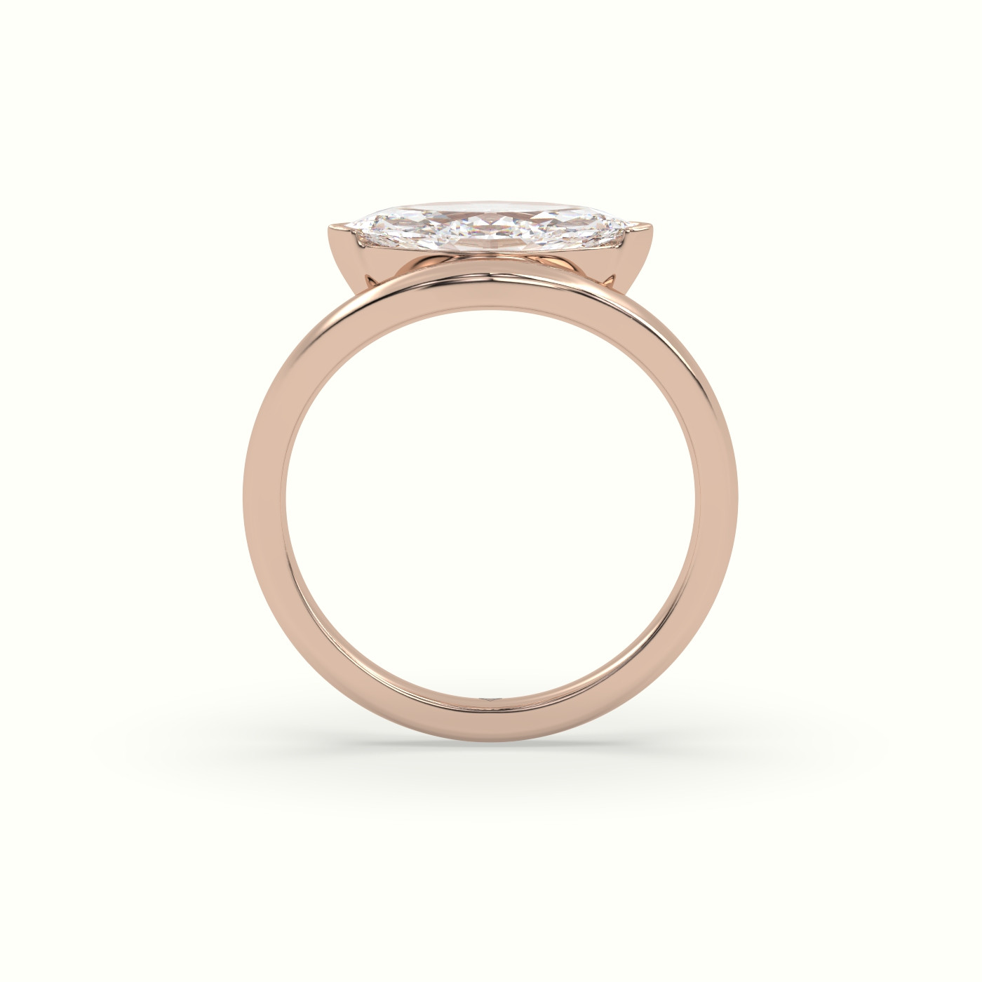 18k rose gold marquise diamond solitaire bypass ring Photos & images