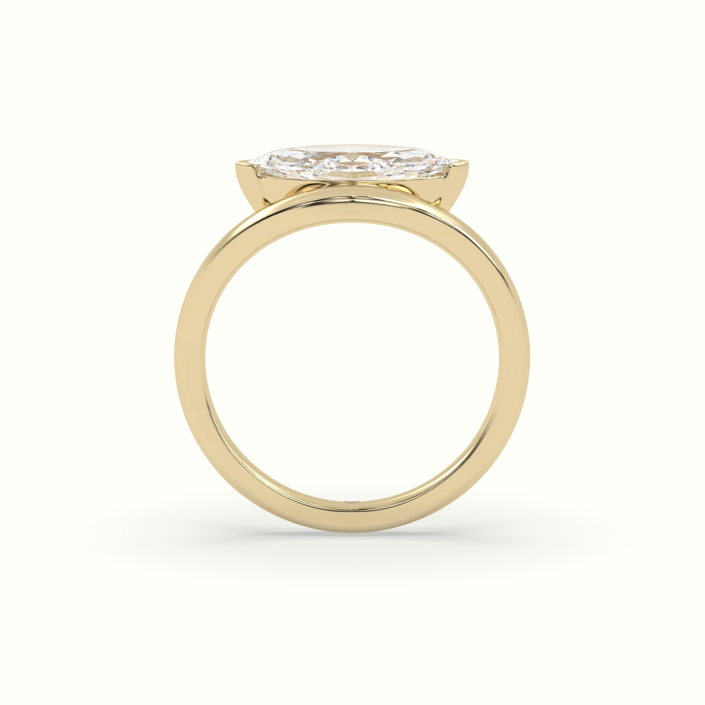18k yellow gold marquise diamond solitaire bypass ring Photos & images