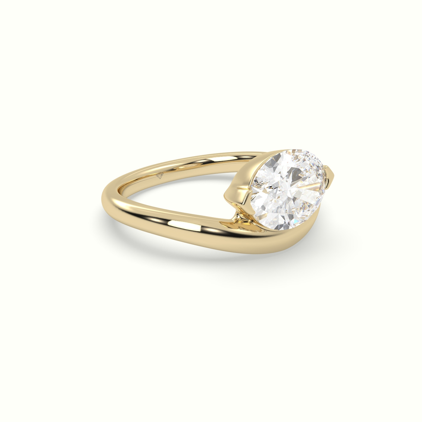 18k yellow gold oval diamond solitaire bypass ring Photos & images