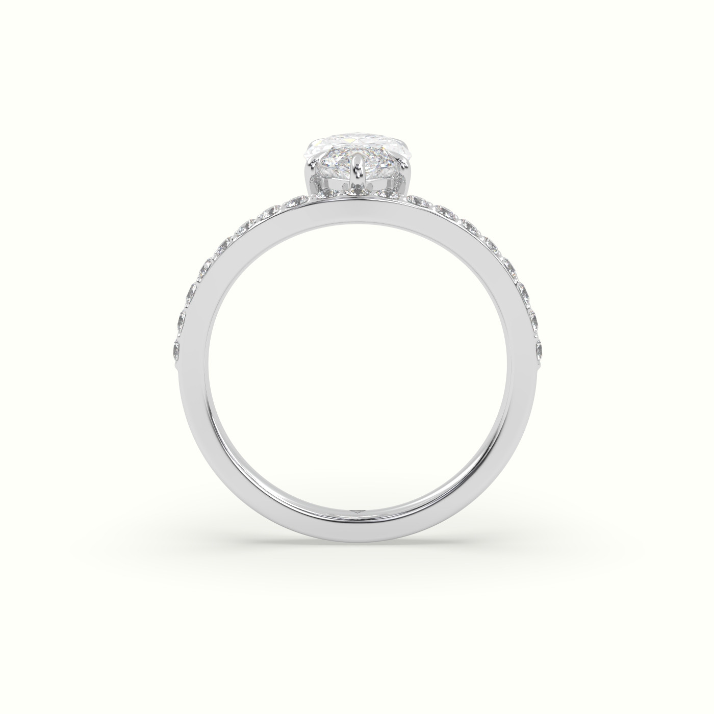 18k white gold marquise diamond solitaire curved pavé ring Photos & images