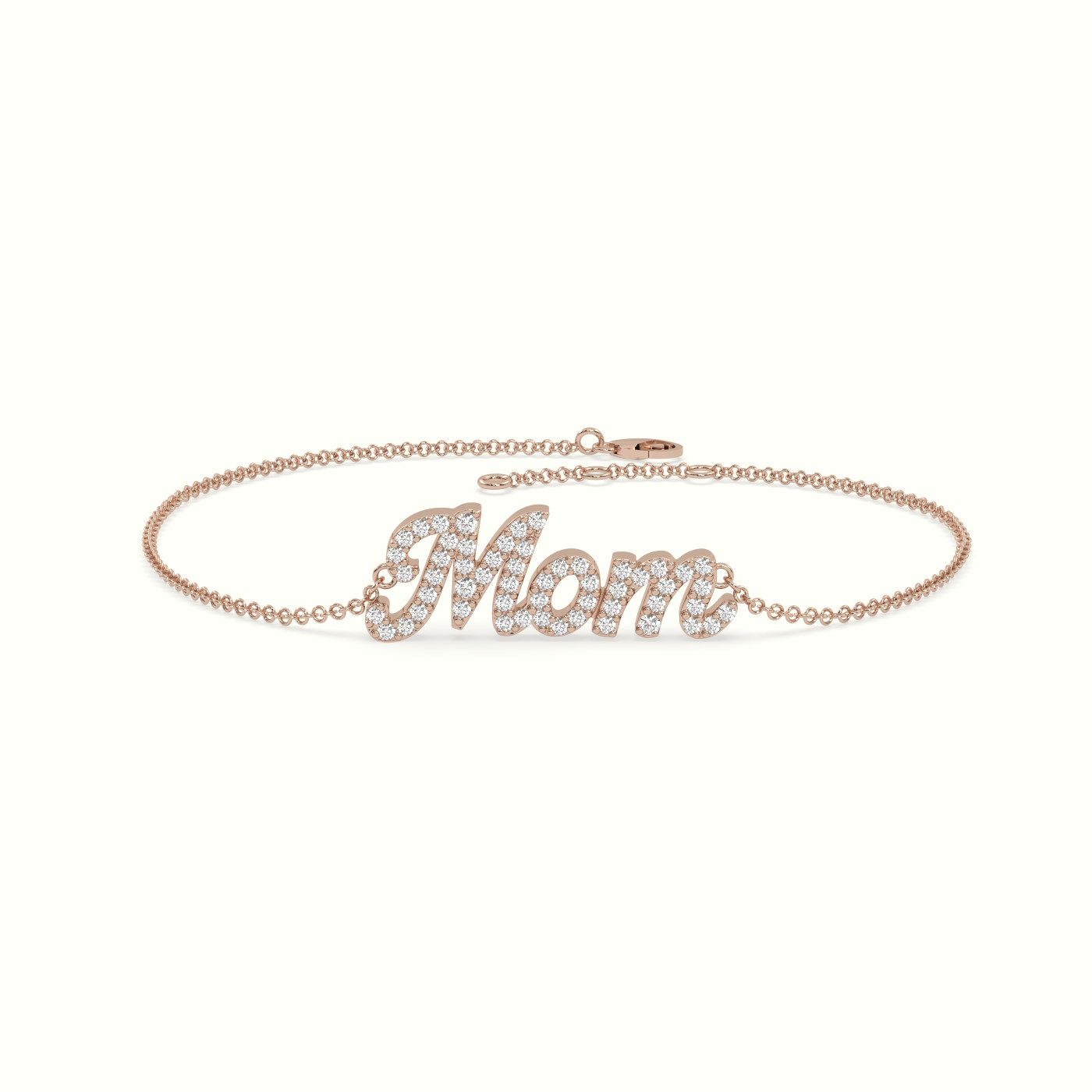 18k rose gold diamond mom bracelet