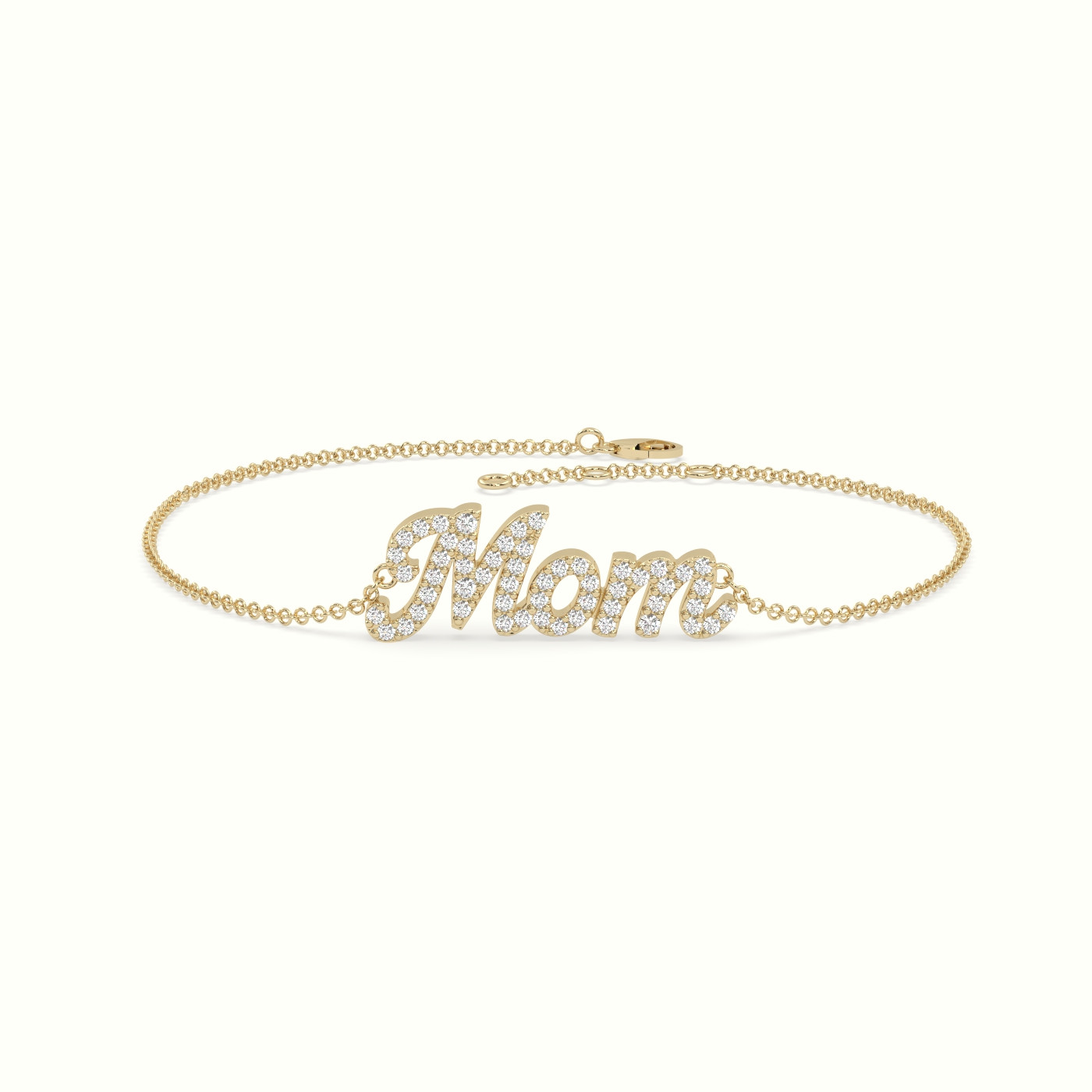 18k yellow gold diamond mom bracelet
