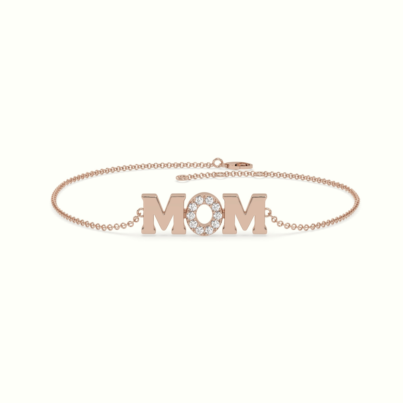 18k rose gold mom diamond bracelet
