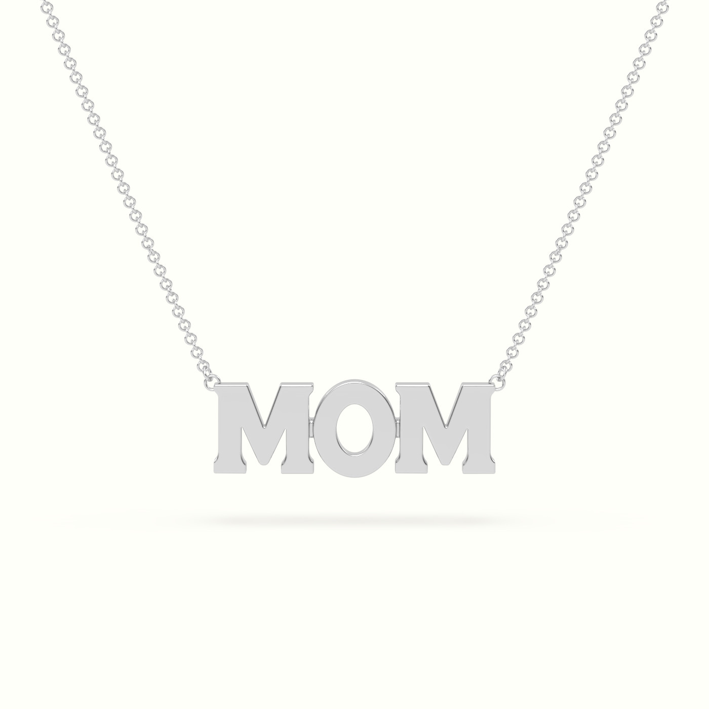 18k white gold mom necklace