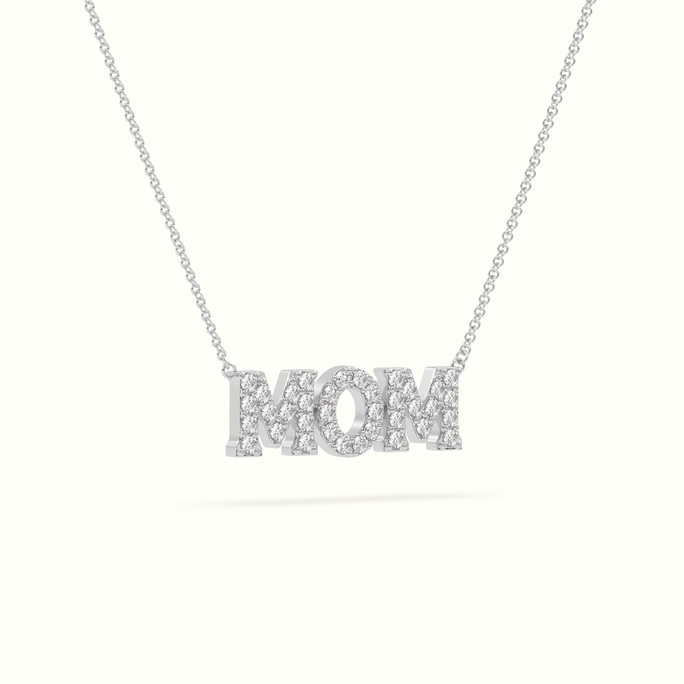 18k white gold diamond mom necklace Photos & images