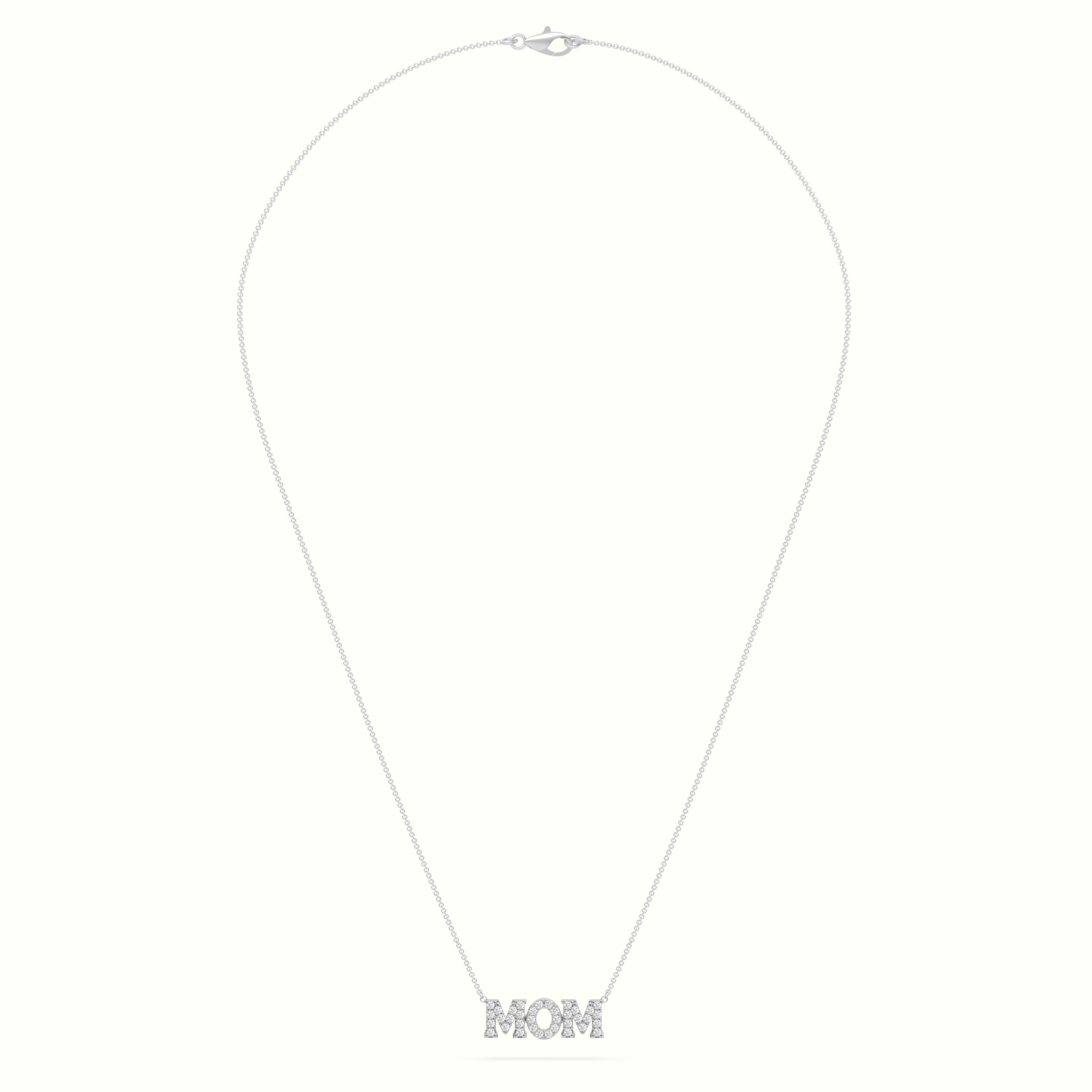 18k white gold diamond mom necklace Photos & images