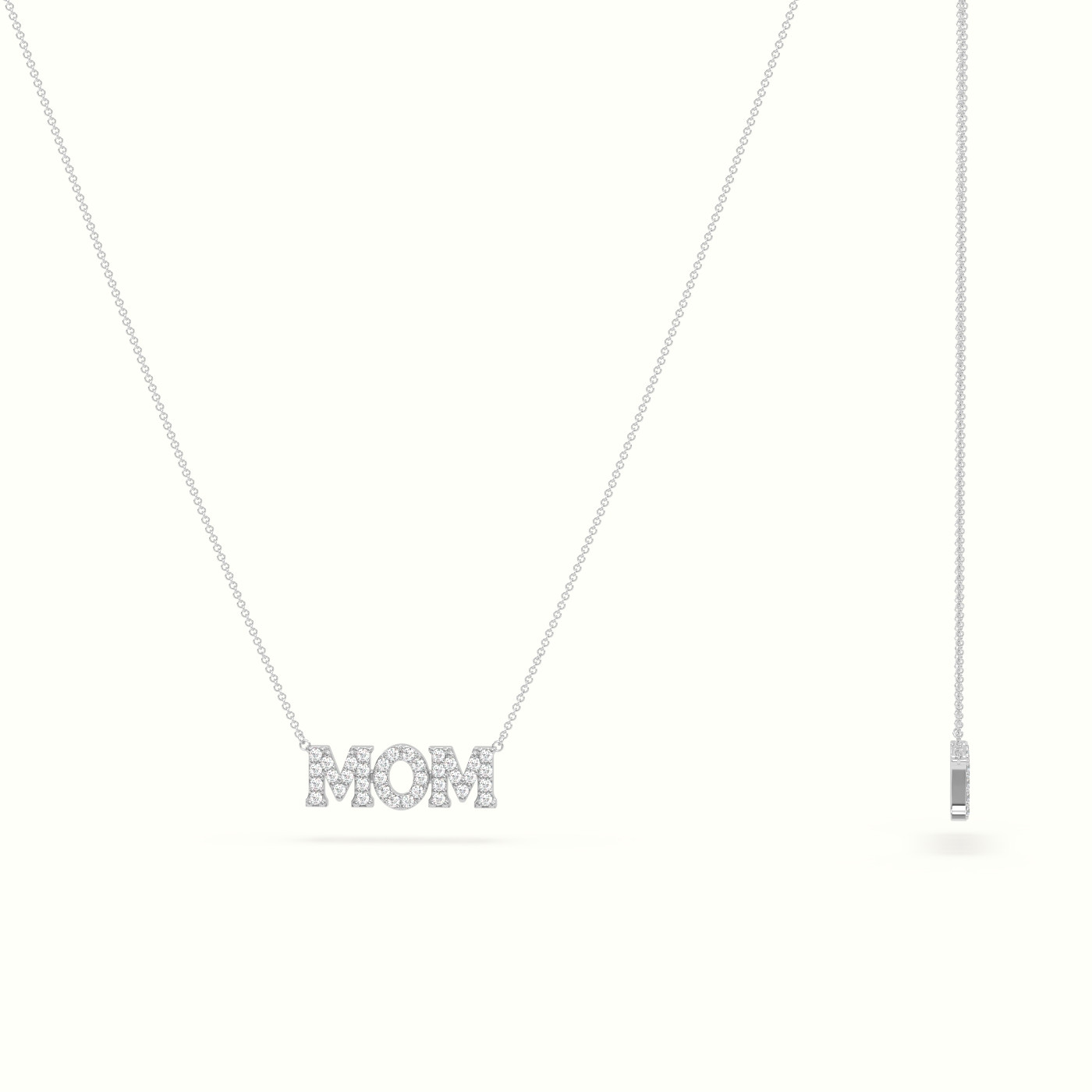 18k white gold diamond mom necklace Photos & images