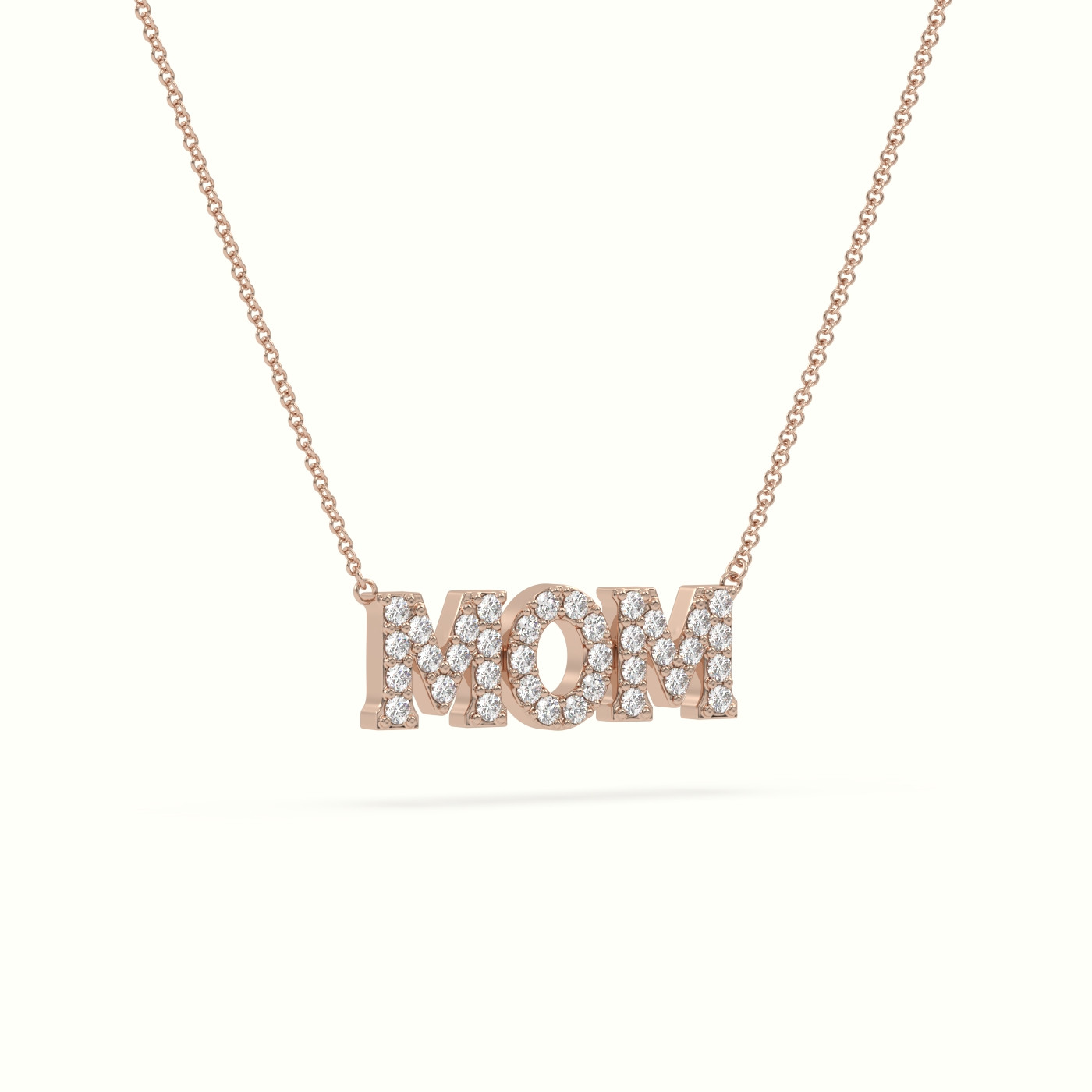 18k rose gold diamond mom necklace Photos & images