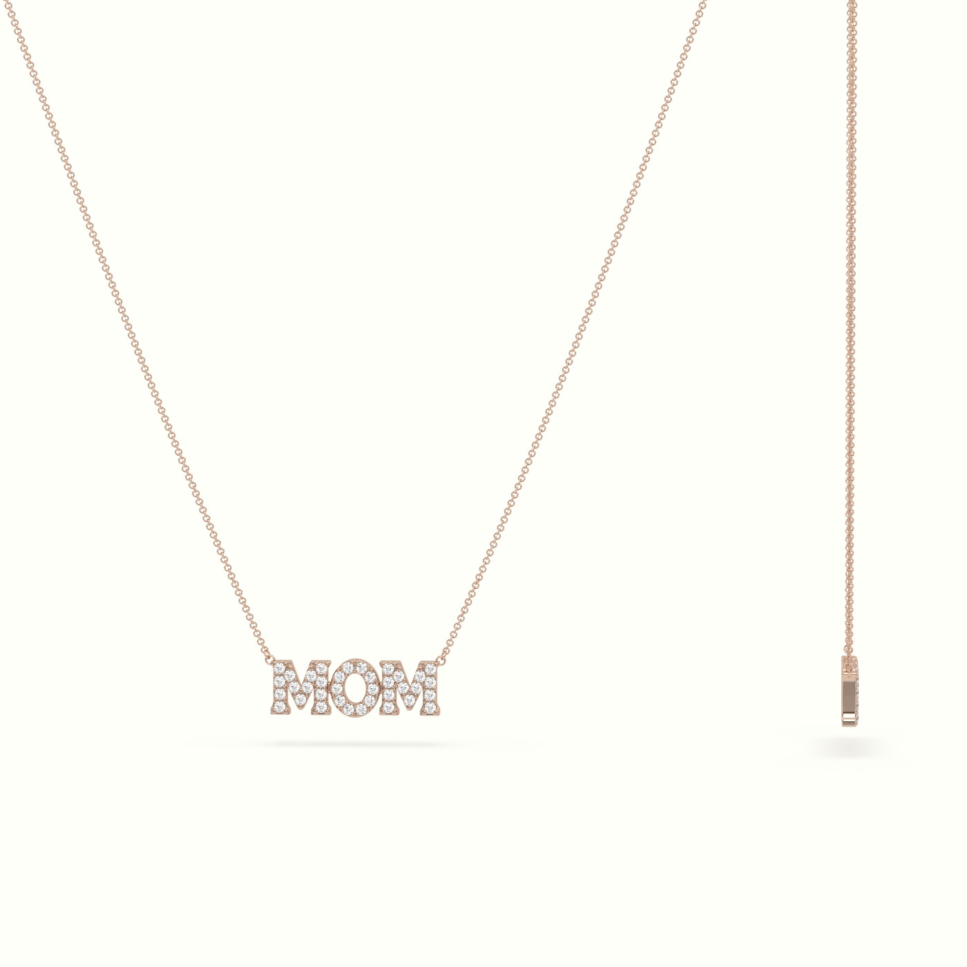18k rose gold diamond mom necklace Photos & images