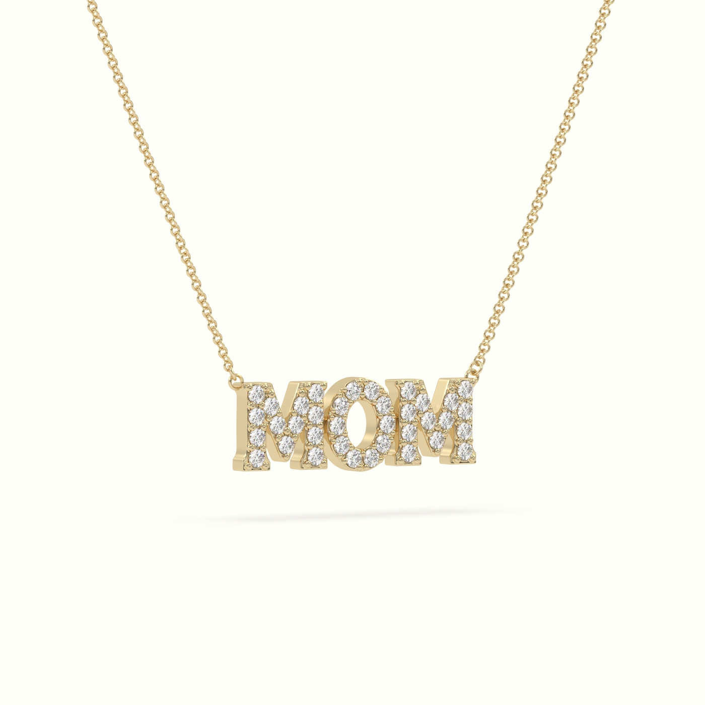 18k yellow gold diamond mom necklace Photos & images