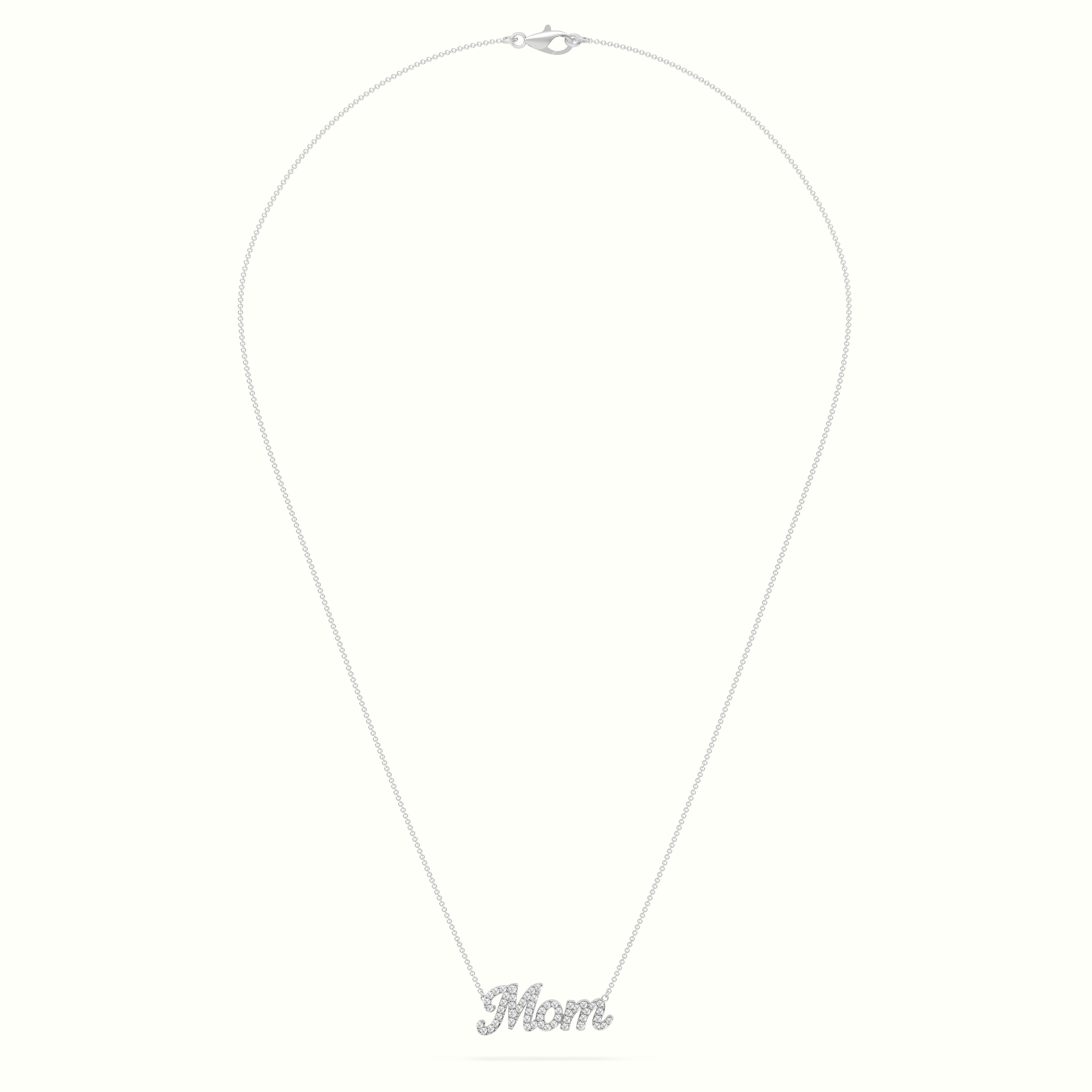 18k white gold diamond mom necklace Photos & images