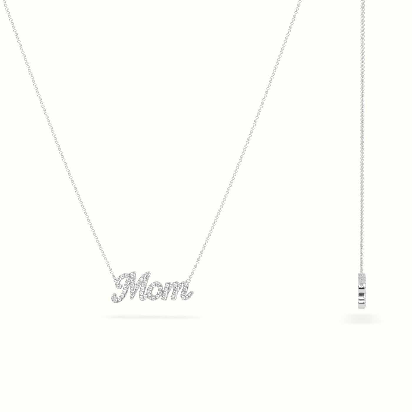 18k white gold diamond mom necklace Photos & images