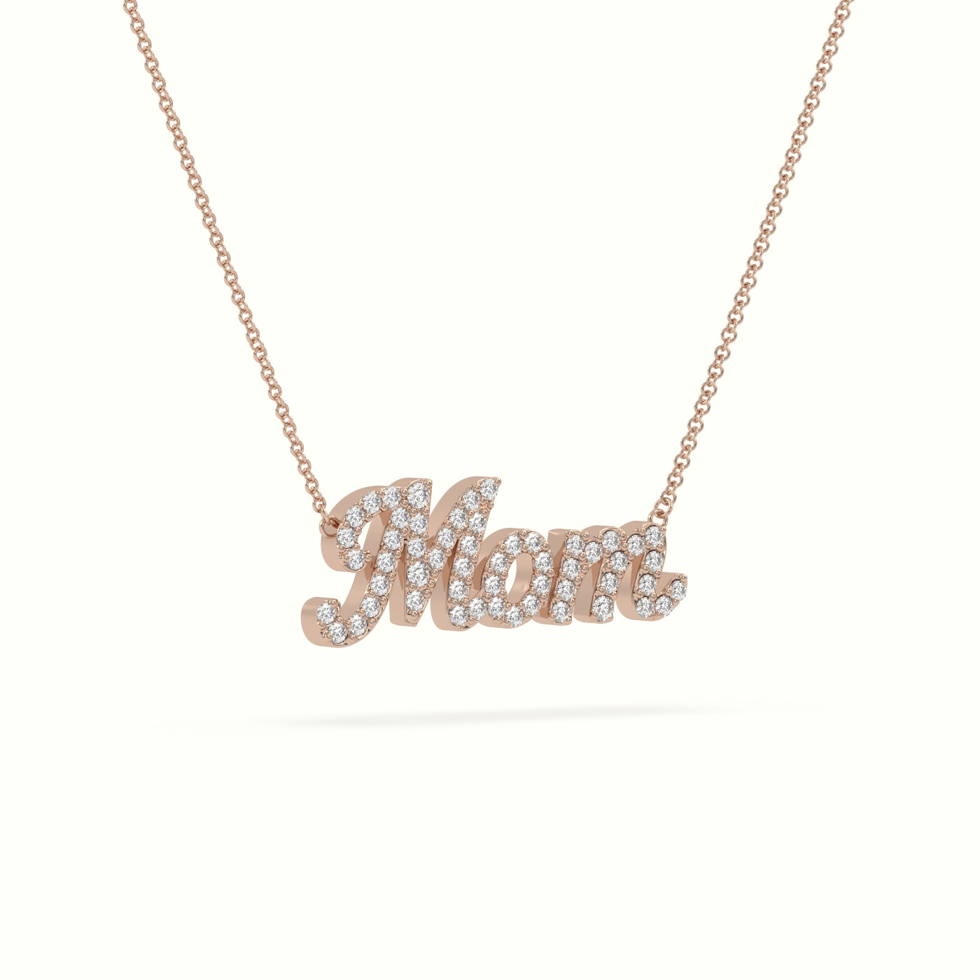 18k rose gold diamond mom necklace Photos & images
