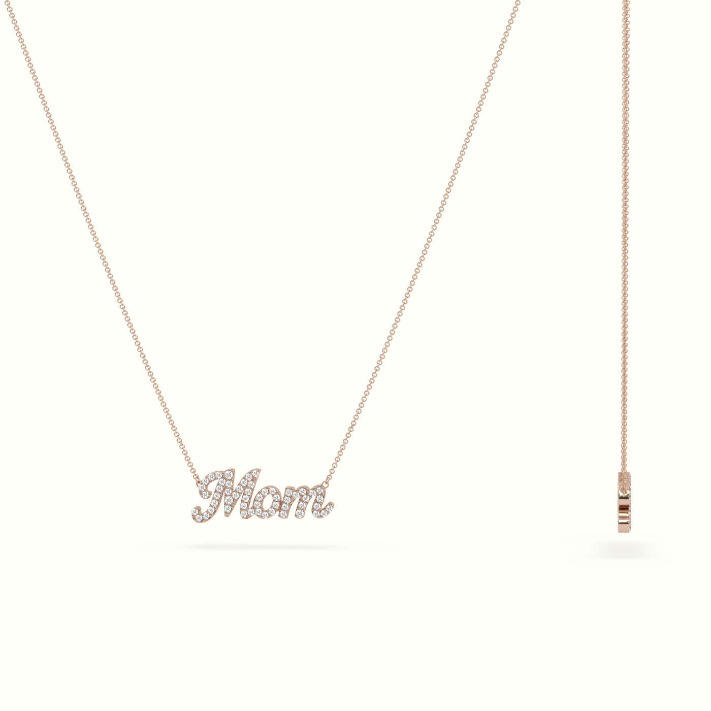 18k rose gold diamond mom necklace Photos & images