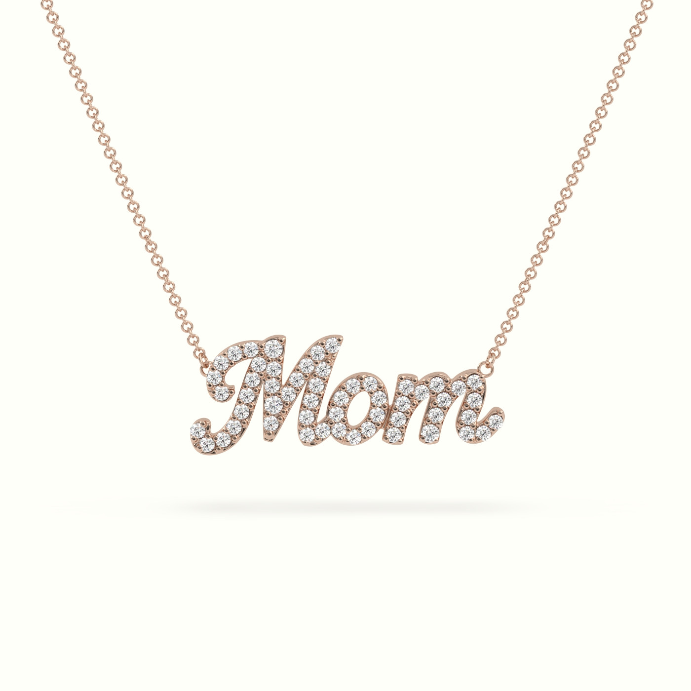 18k rose gold diamond mom necklace