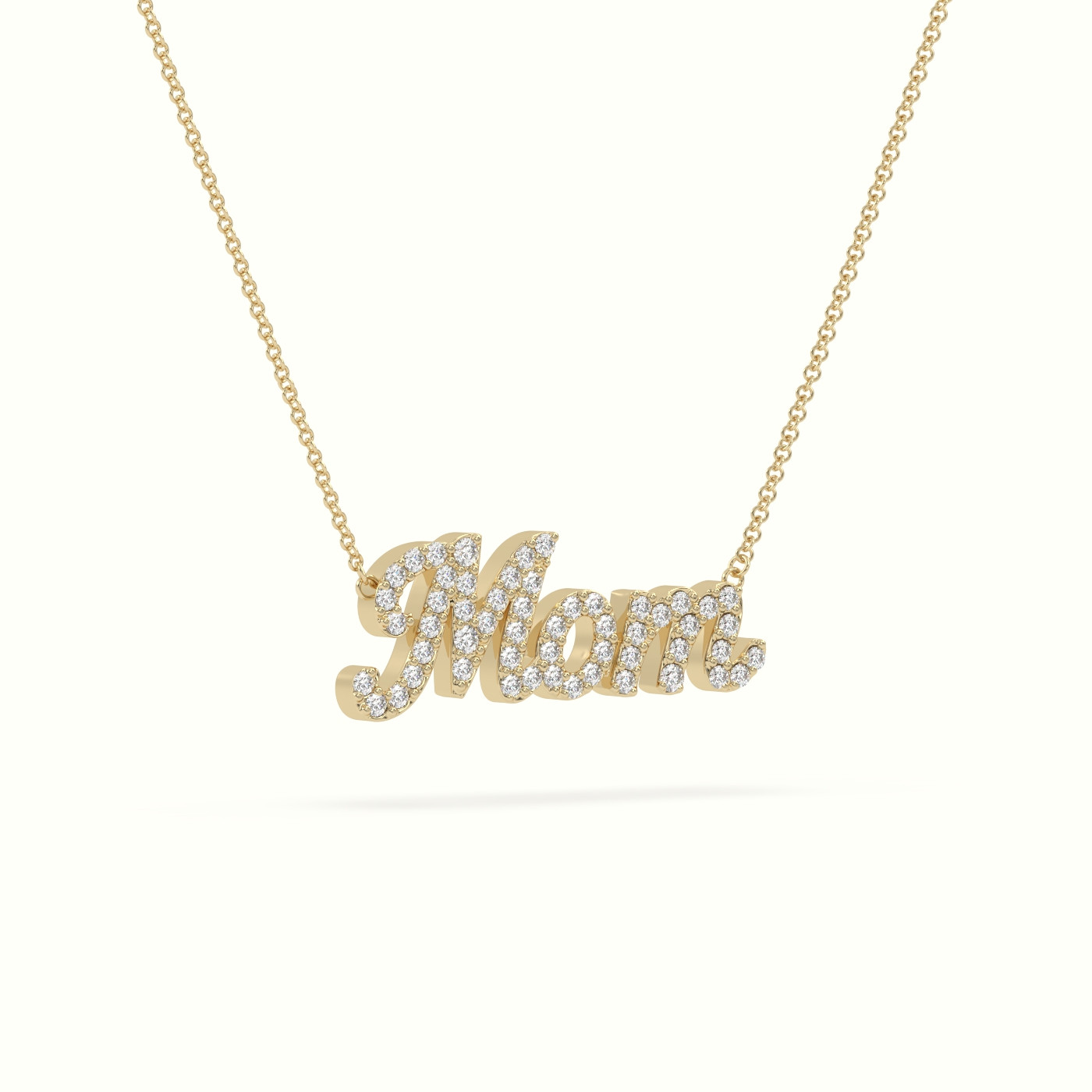 18k yellow gold diamond mom necklace Photos & images