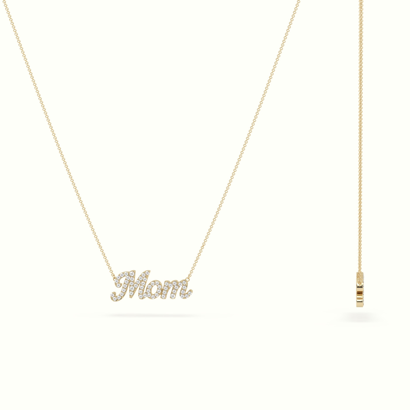 18k yellow gold diamond mom necklace Photos & images