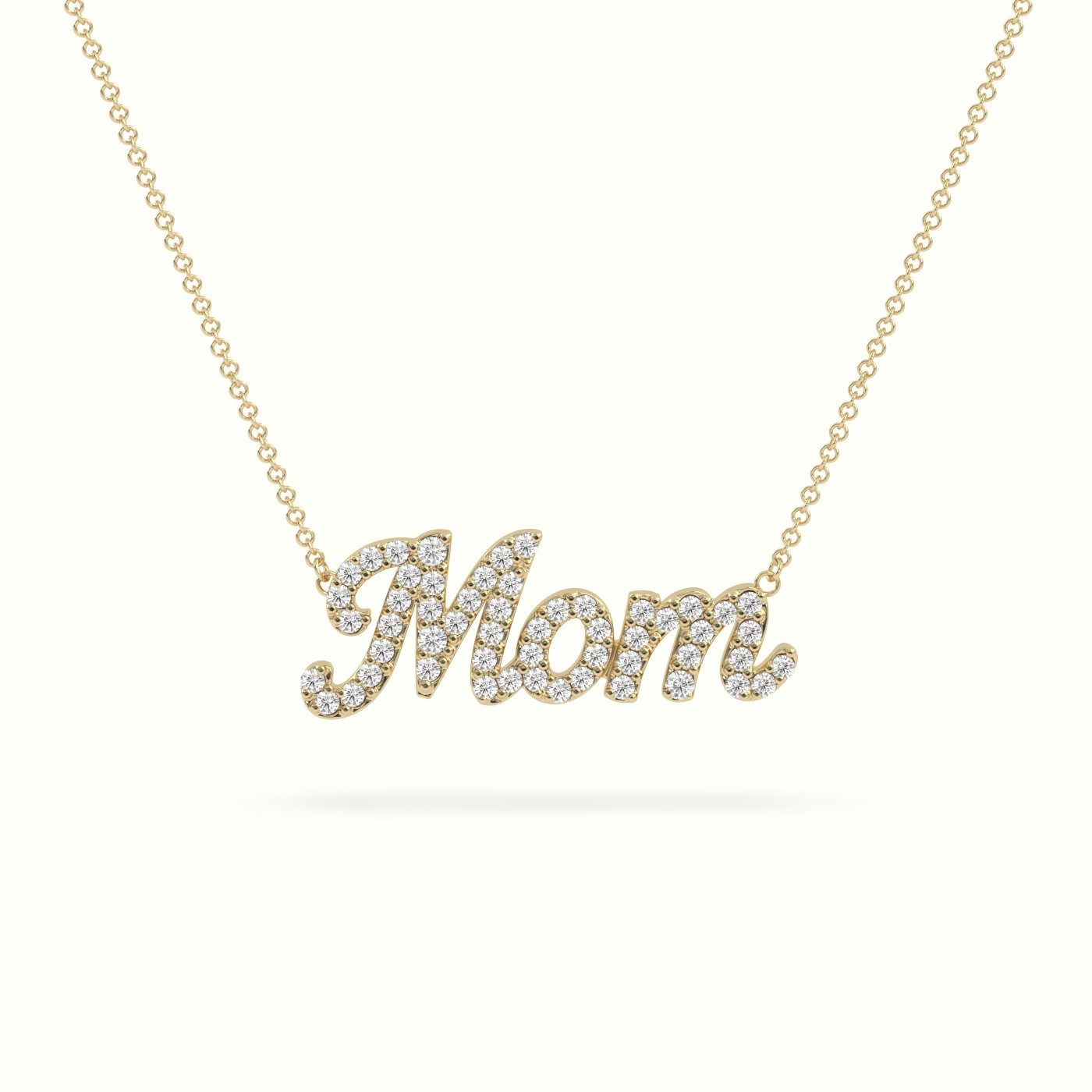 18k yellow gold diamond mom necklace